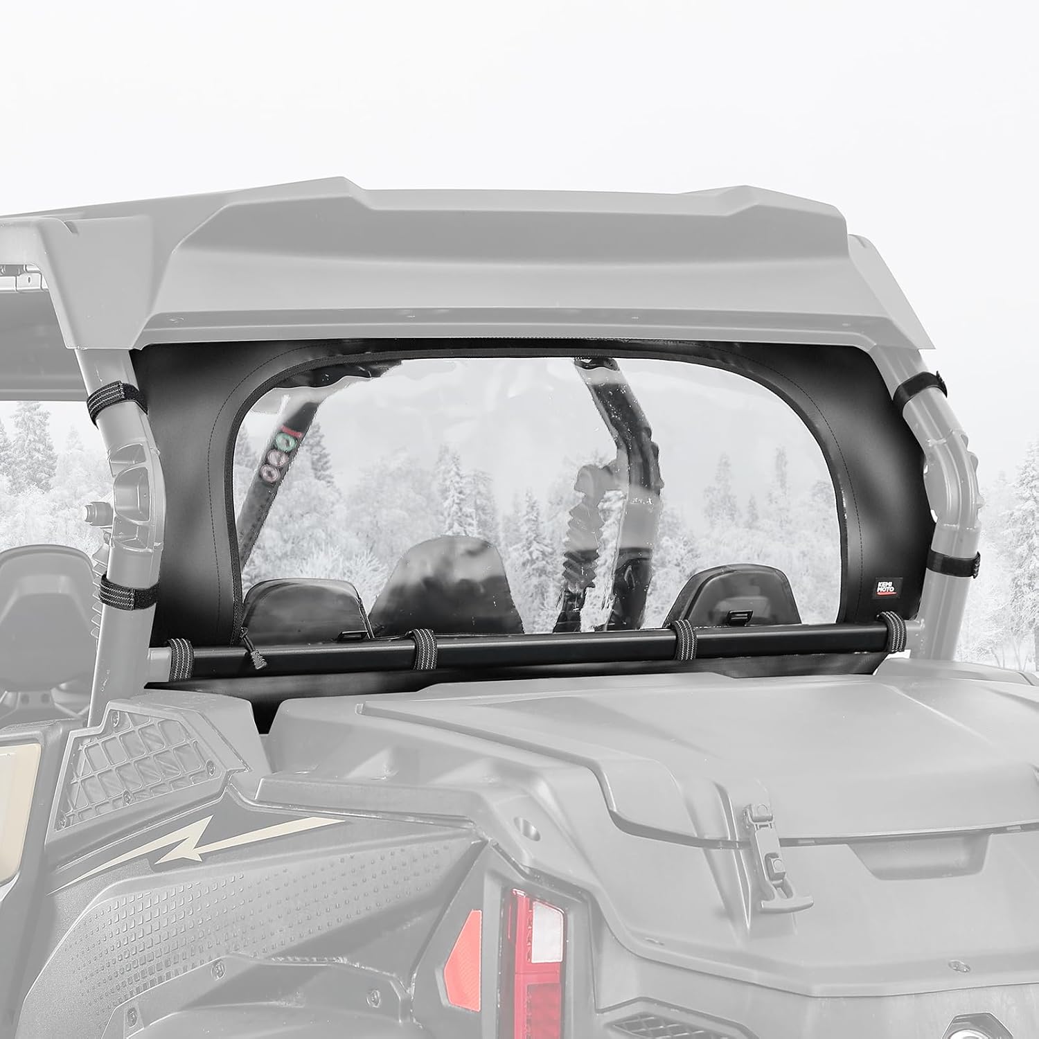 KEMIMOTO Soft Rear Windshield Compatible with 2023+ CFMOTO ZForce 950 Sport & Trail / ZForce 800 Trail G2, Roll Up/Down Zipper Screen Window Airflow Clear Transparent Rear Window