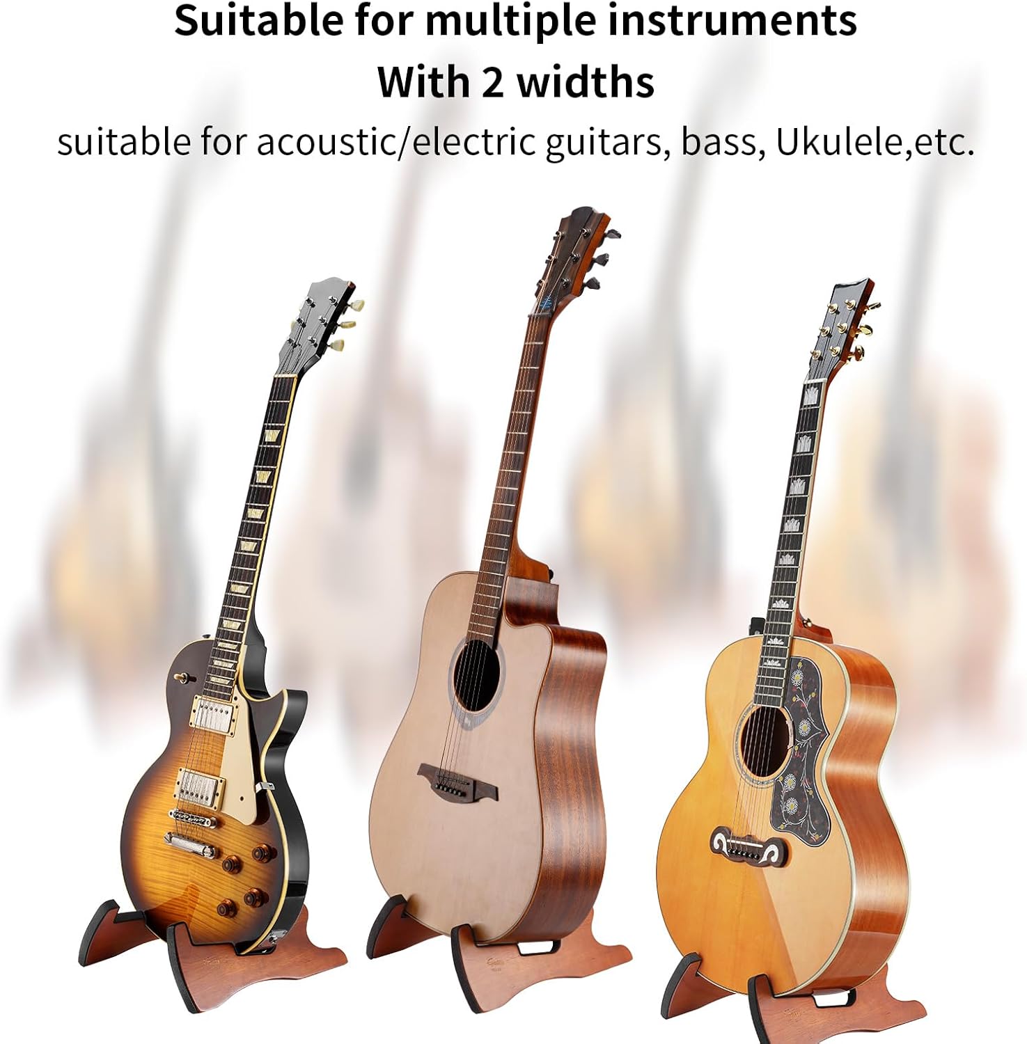 GUITTO Wooden Guitar Stand - Collapsible Electric Bass Guitar Floor Stand Foldable for Acoustic, Banjo,Ukulele - GGS-13