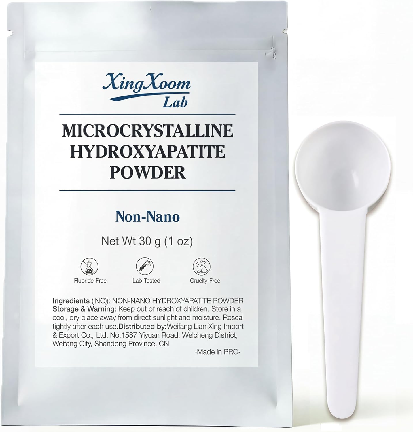 Lab Microcrystalline Hydroxyapatite Powder (Non-Nano) – 100% Natural Tooth Powder for Gentle Enamel Care – Fluoride-Free DIY Ingredient (30g)