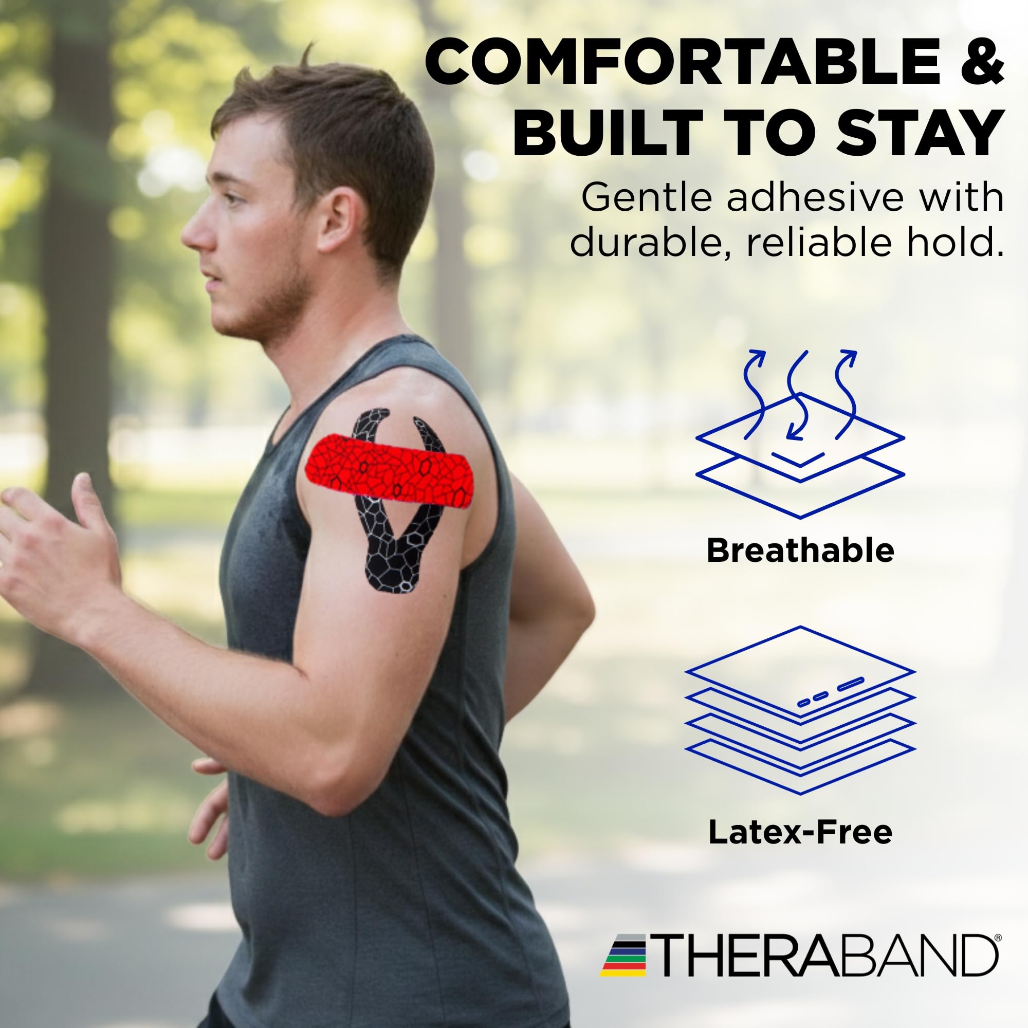 Theraband Continua Rollo de Cinta para kinesiología (2 Pack), 2 "x 16,4 14002, Rojo/Negro