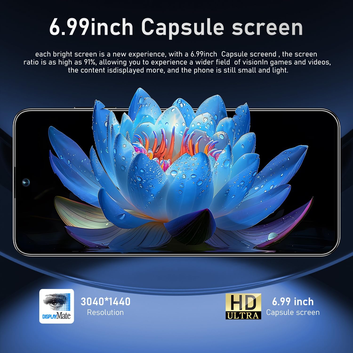 17 PMAX 12GB+512GB Smartphone Unlocked Cell Phone,6.99" HD Screen Android 15 5G Phones,Battery 7000mAh Unlocked The Phone,Fingerprint Button Unlock/GPS/Face ID/Dual SIM/5G (Sea Blue)