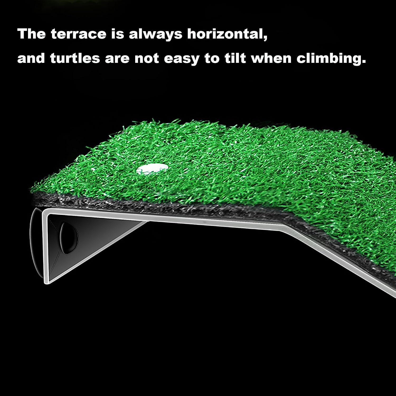 Turtle Basking Platform - 5.9 X 8.7 X 1.3 Inches Tortoise Basking Platform - Simulation Grass Tortoise Ramp with Suction Cup - Turtle Resting Terrace for Reptile, Terrapin, Frog