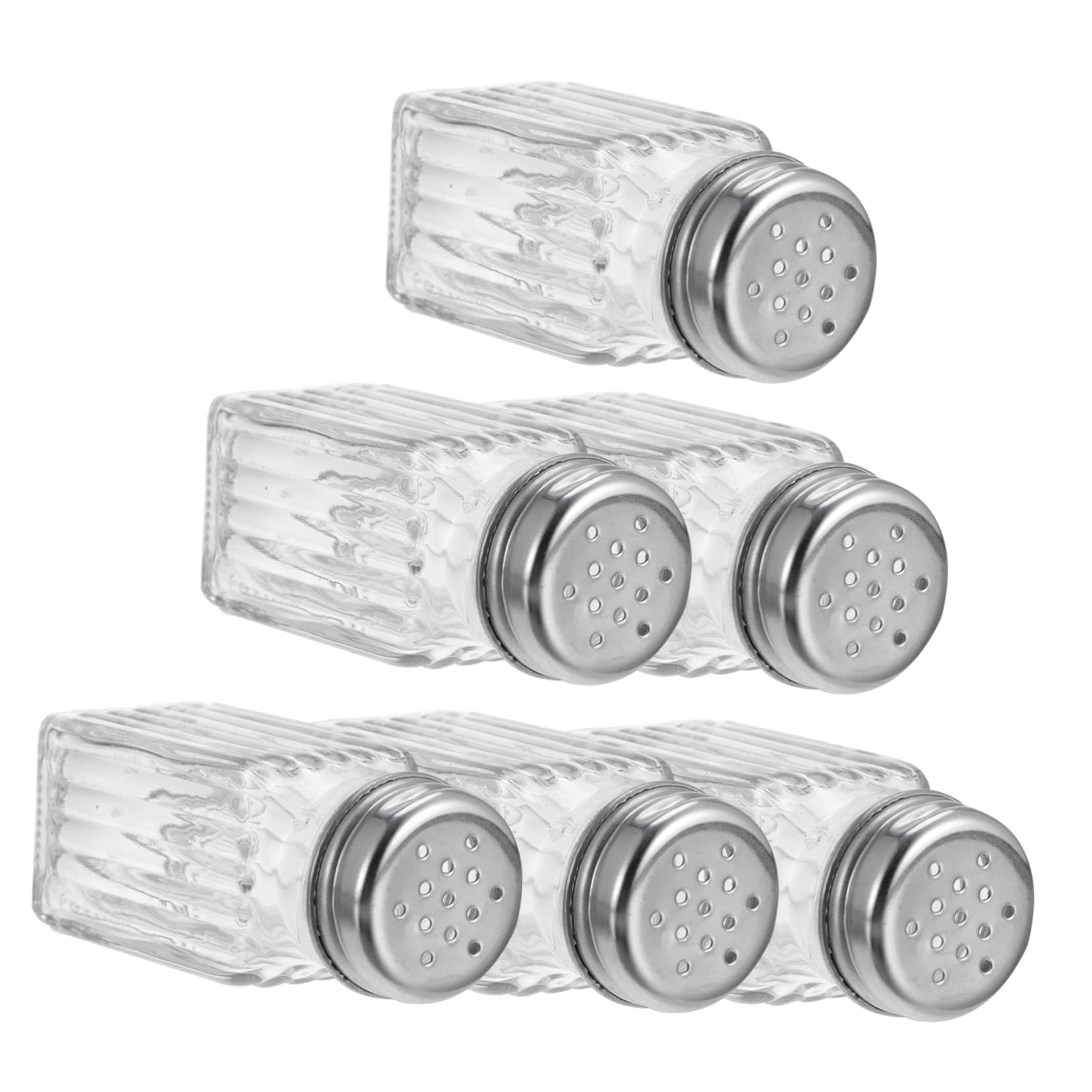 HEALLILY 6Pcs Glass Spice Container Seasoning for Salt Pepper Elegant Kitchen Storage Bottles for Condiments and Dredging for Home Restaurant Use