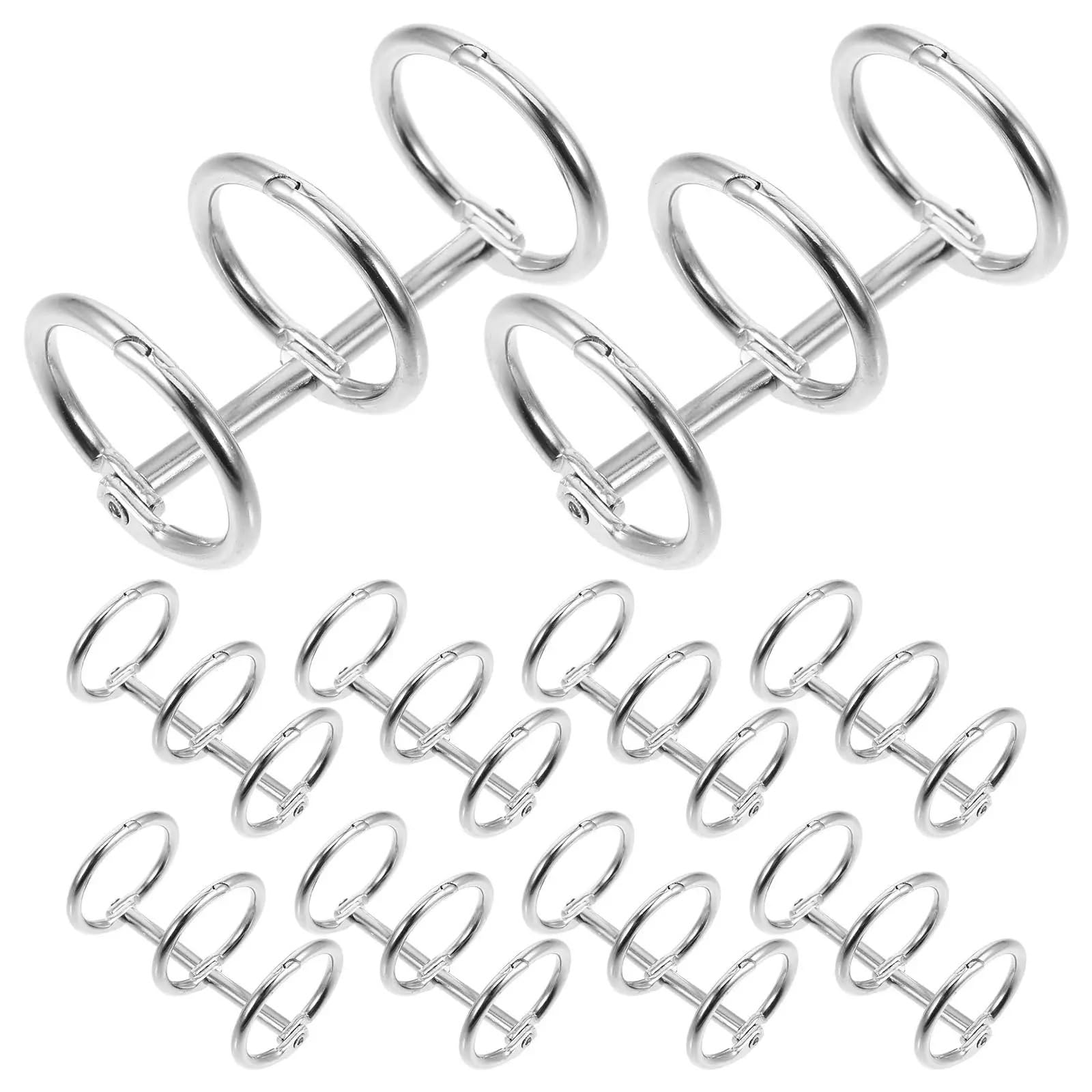 20 anillos de encuadernación de hierro para carpetas de 3 agujeros, calendario de escritorio y accesorios de libros, cierres de tarjetas de hojas sueltas pequeños para nizing y manualidades