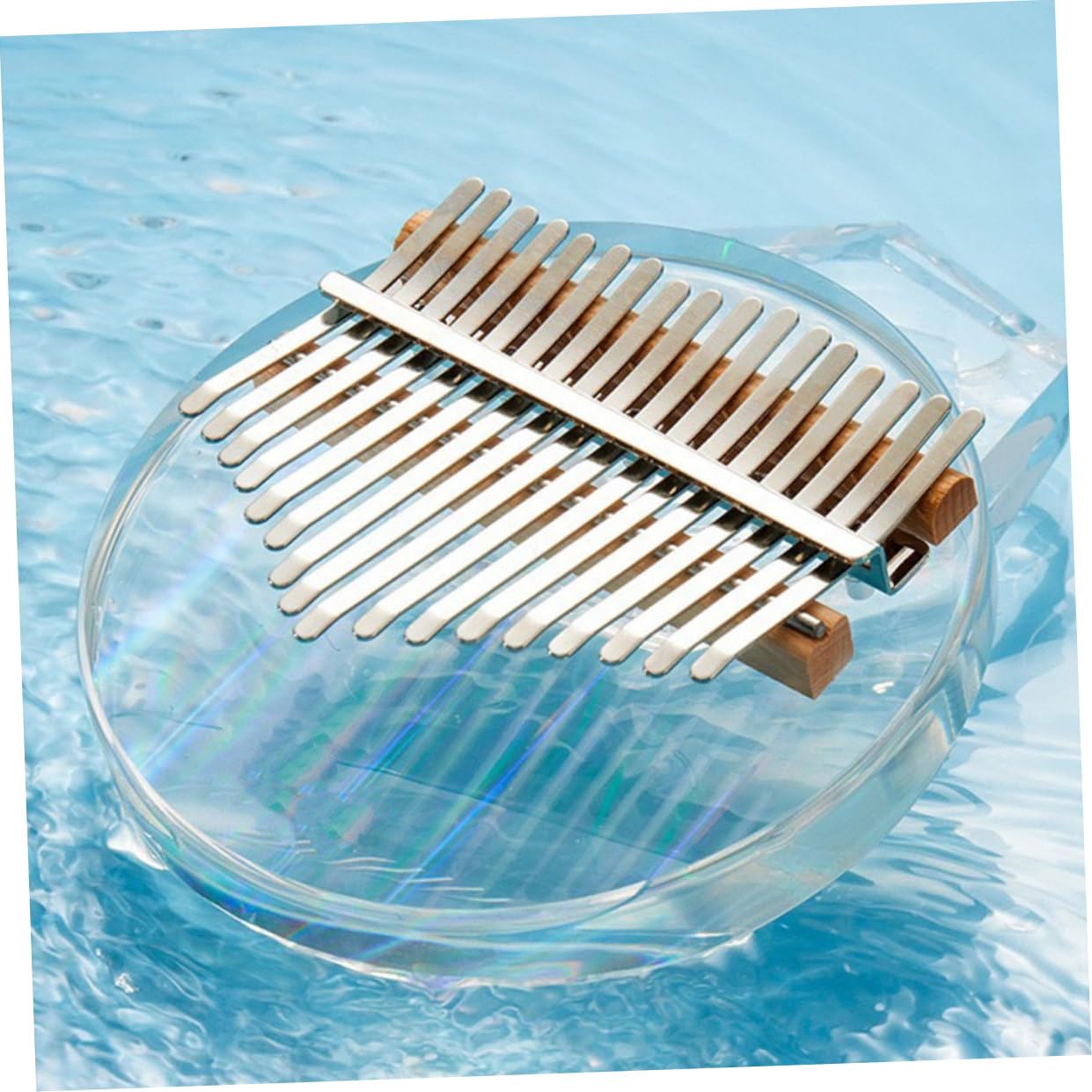 Rundes Acryl Daumenklavier 17 Töne Rainbow Kristall Kalimba | 1 Satz, Leichtes Kinderinstrument mit Schönem Kristallglanz, für Valentinstag und Bett