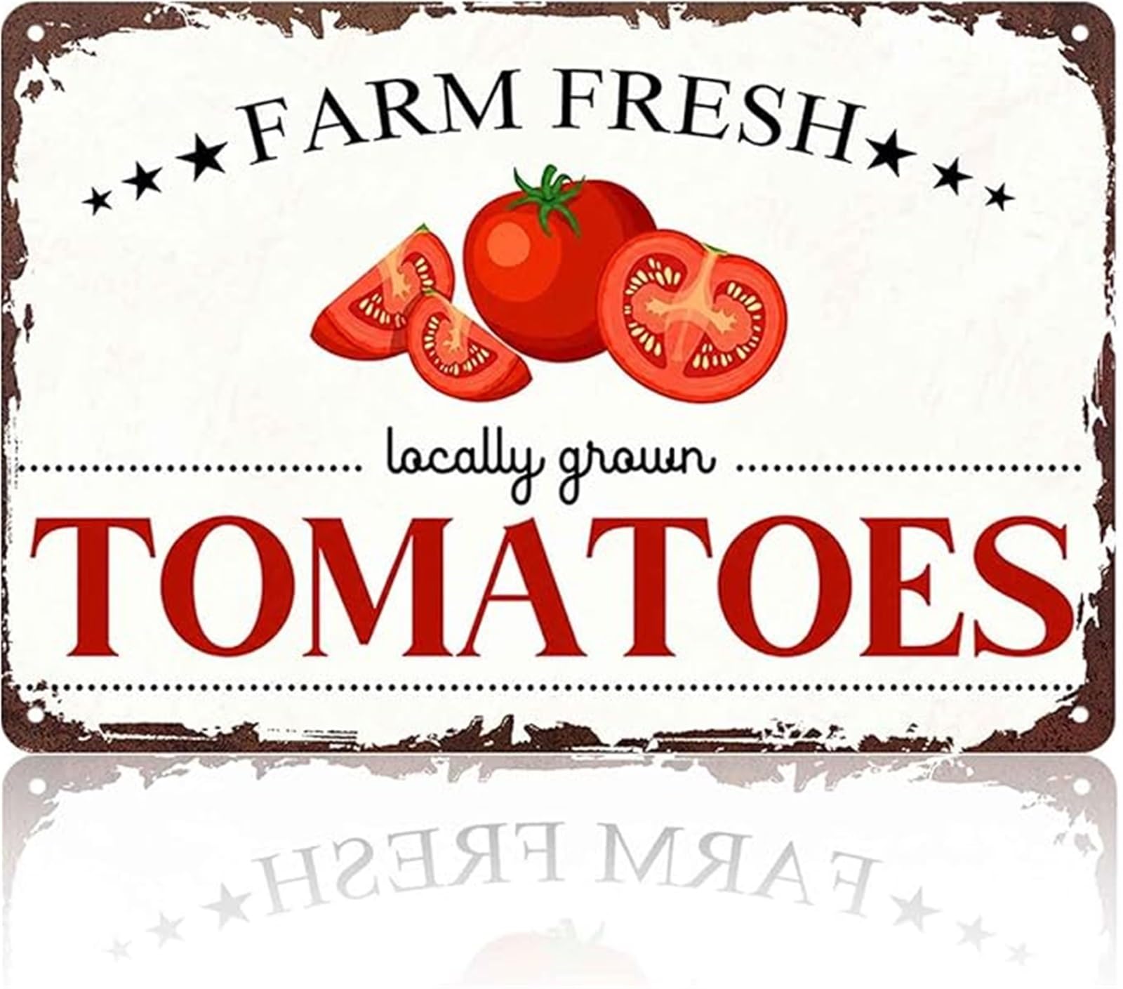 ZDVHOMCB Farm Fresh Tomatoes Humorous Aluminum Sign for Cafe and Restaurant Decor 8 X 12 in