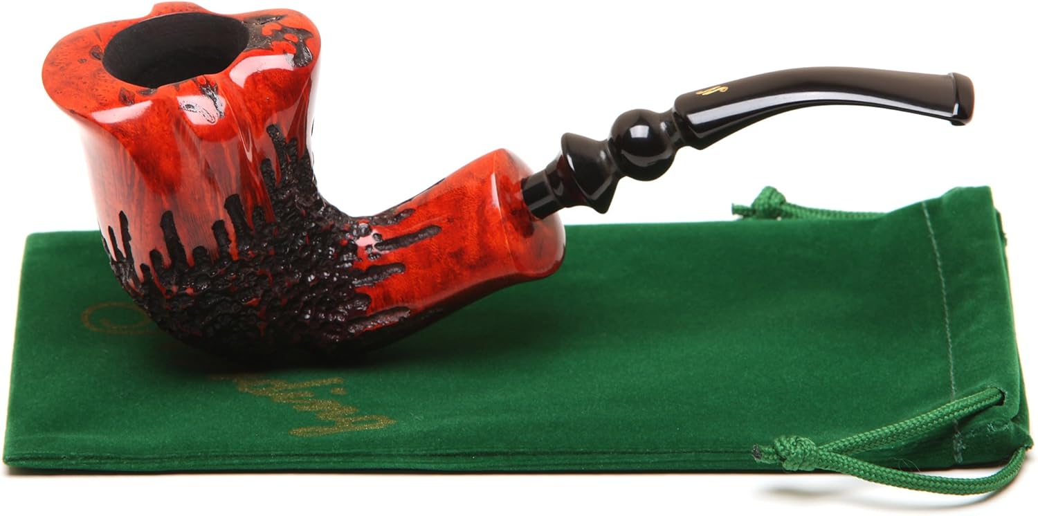 Nording Freehand Briar Rustic 4-2 Tobacco Pipe - Red