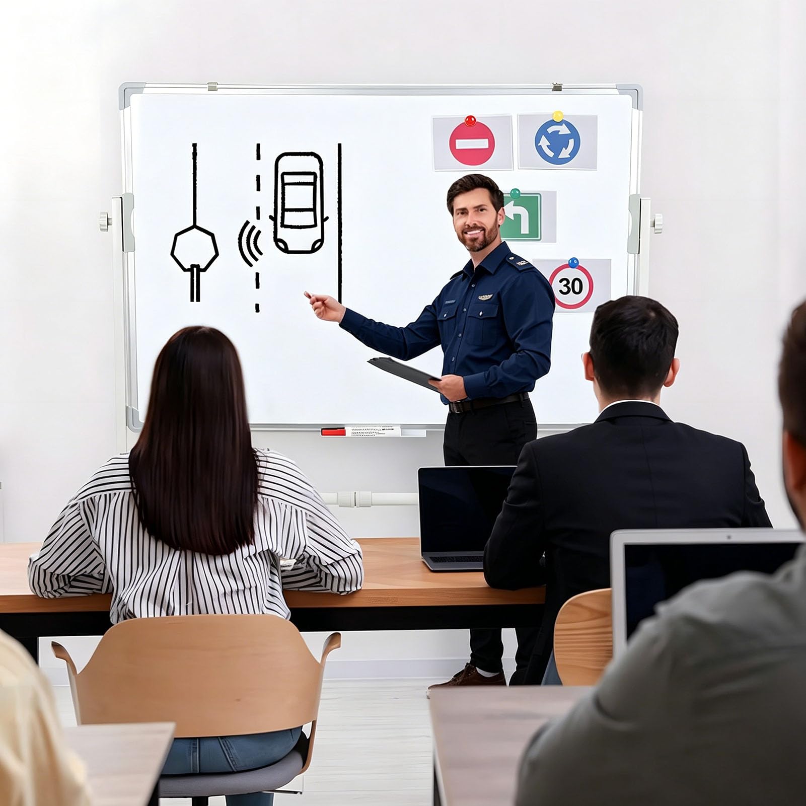 Pizarra blanca con ruedas con ruedas, pizarra magnética móvil con soporte, altura y ángulo ajustables, 5 rotuladores, 12 imanes, borrador para oficina, aula, 60 x 90 cm