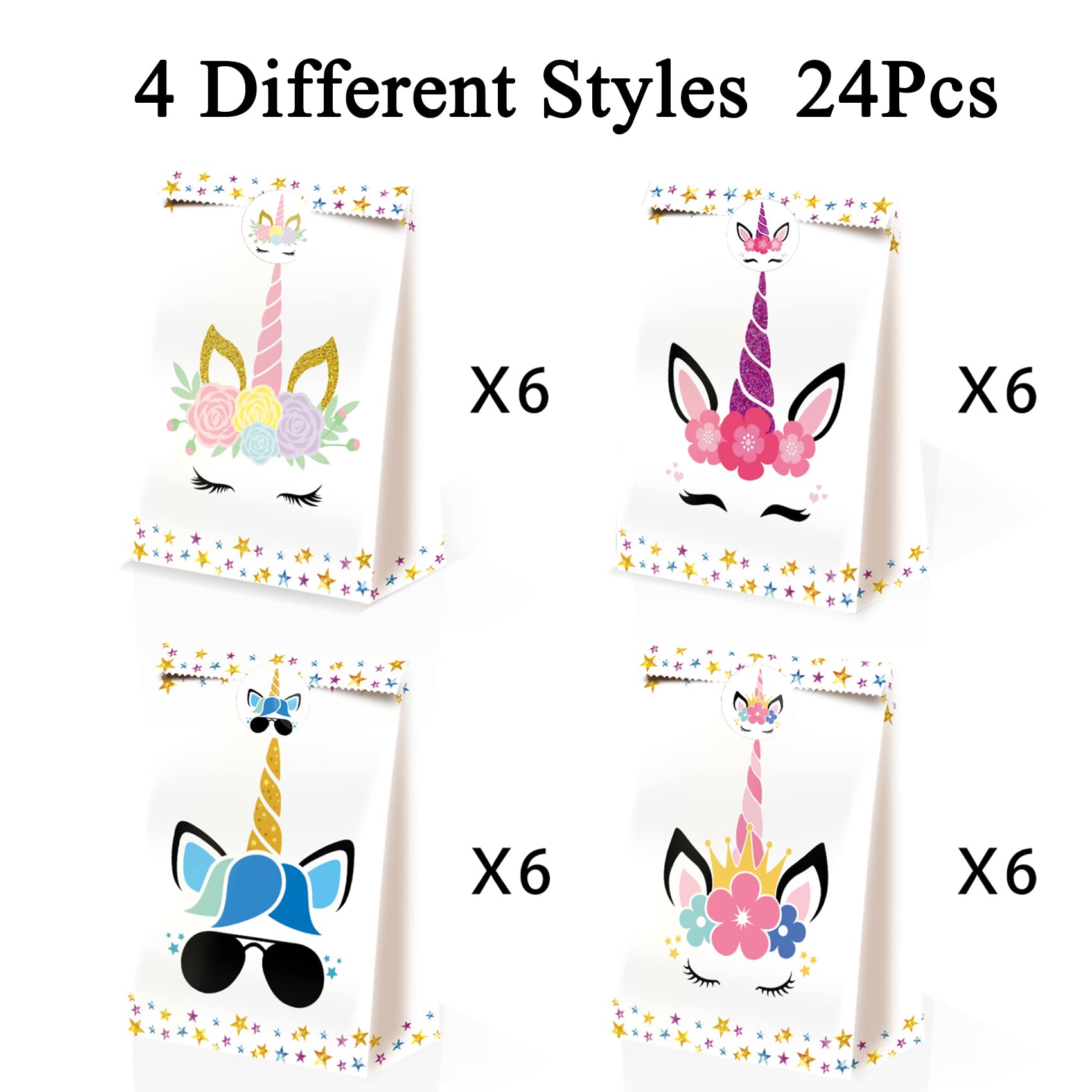 24pc Unicorn Candy Bags - Unicorn Party Favor Bags for Girls' Birthday Decorations