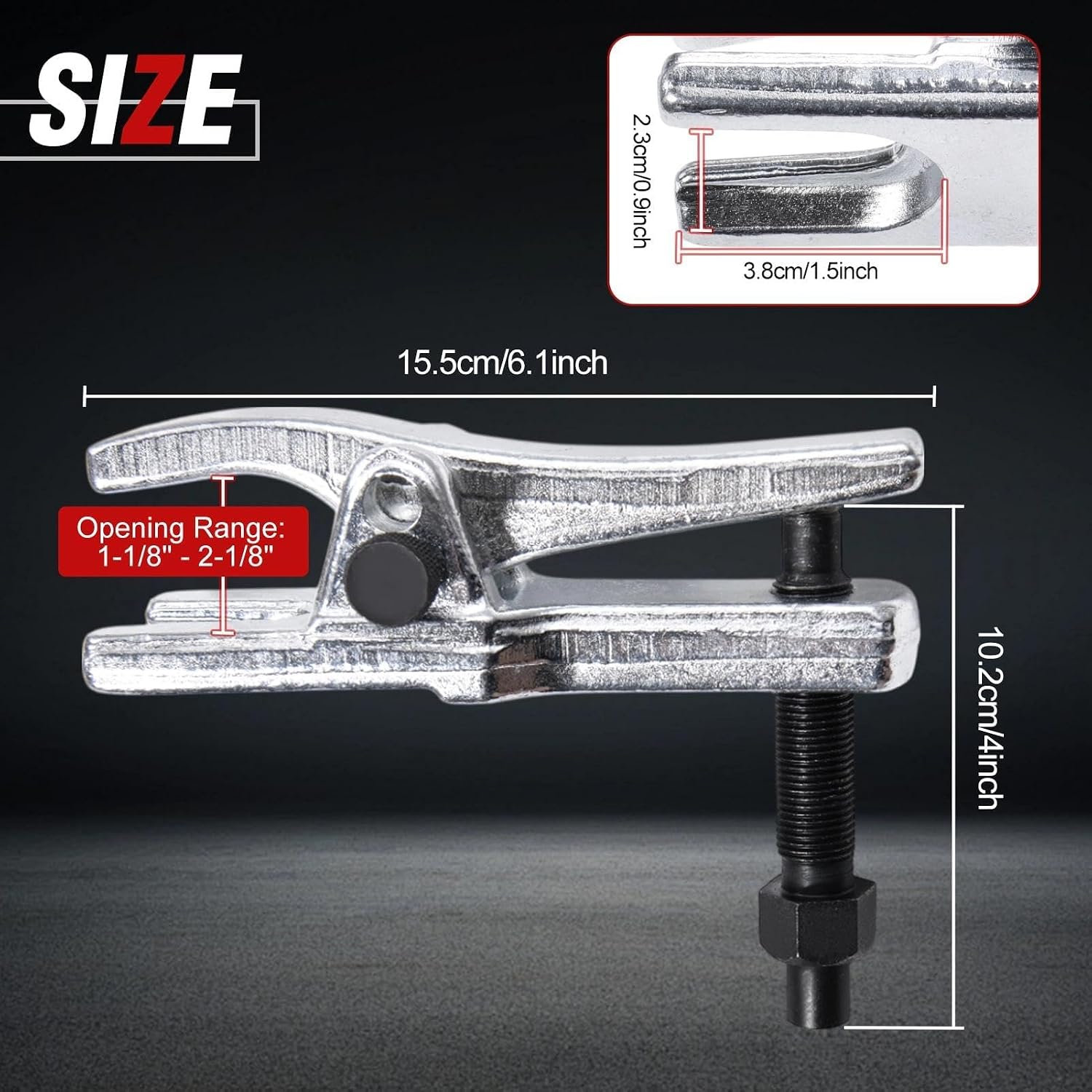 Ball Joint Separator Adjustable Ball Joint Removal Tool Opening Range 1-1/3" to 2-1/8", Universal Tie Rod Removal Tools for Separating Arms, Tie Rods, and Balls Joints on Cars, Light Trucks