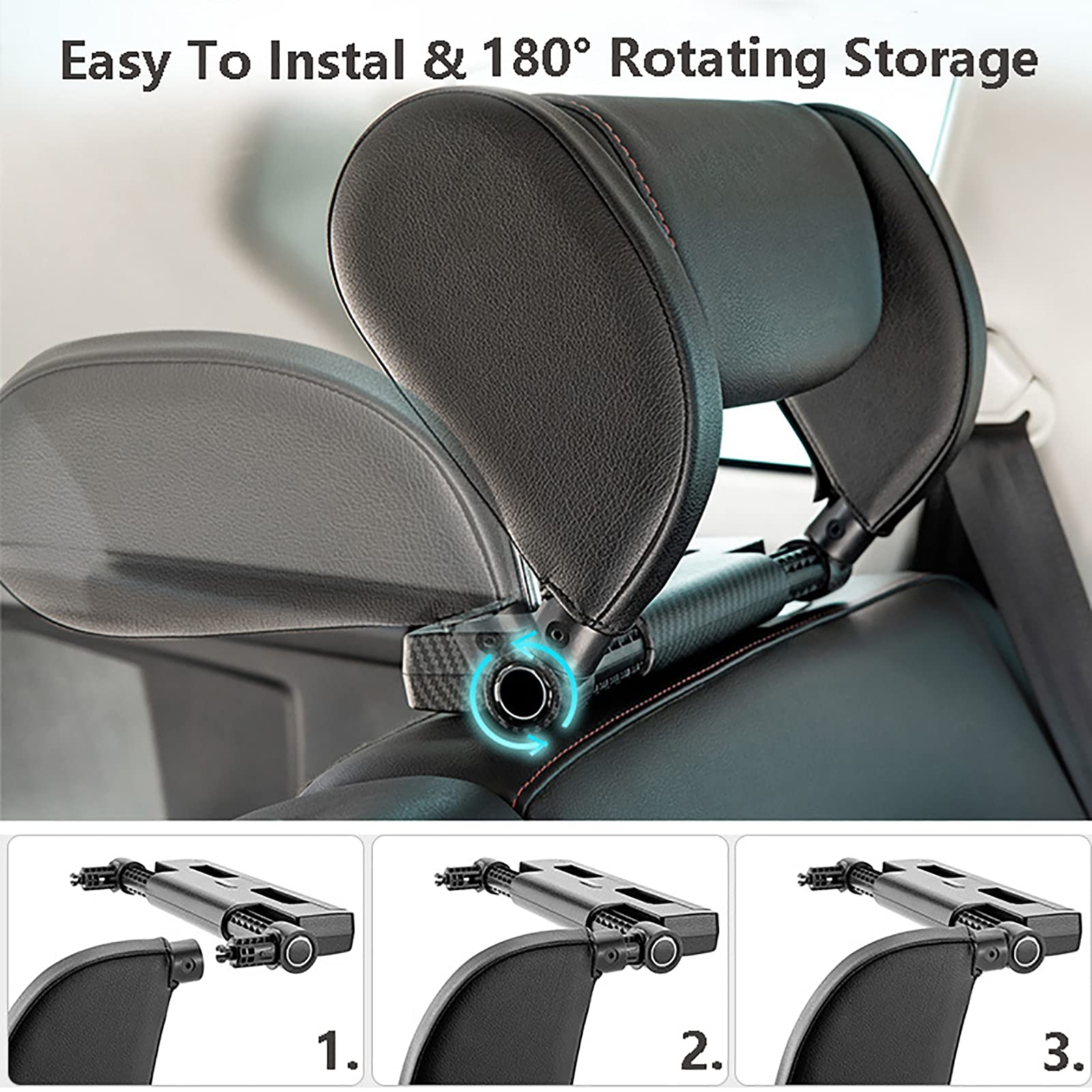 Cale Tete Enfant Voiture Oreiller Voyage Rotation à 360°, Confortable Tete Enfant Voiture pour Cale Nuque,Appuie Tete Voiture Enfant Largeur Et Distance De Trou Réglables, Rangement Pliable