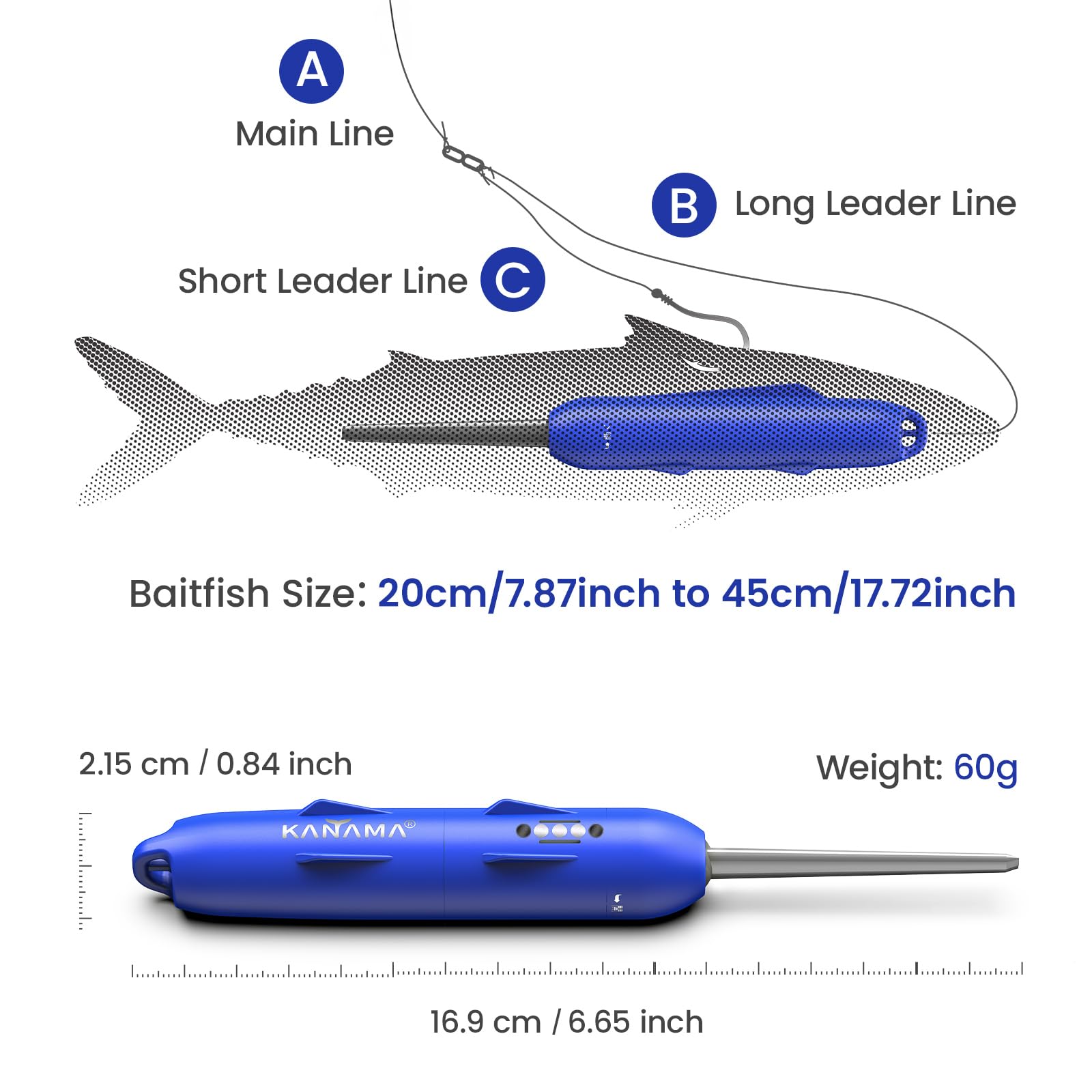 KANAMA Smart Bait Pro X – Señuelo de Pesca Electrónico Robótico Recargable Impermeable 500 m, Reactivación de Carnada Muerta, Atún, Mero, Lucio Y Más, Agua Dulce Y Salada, 1 Juego