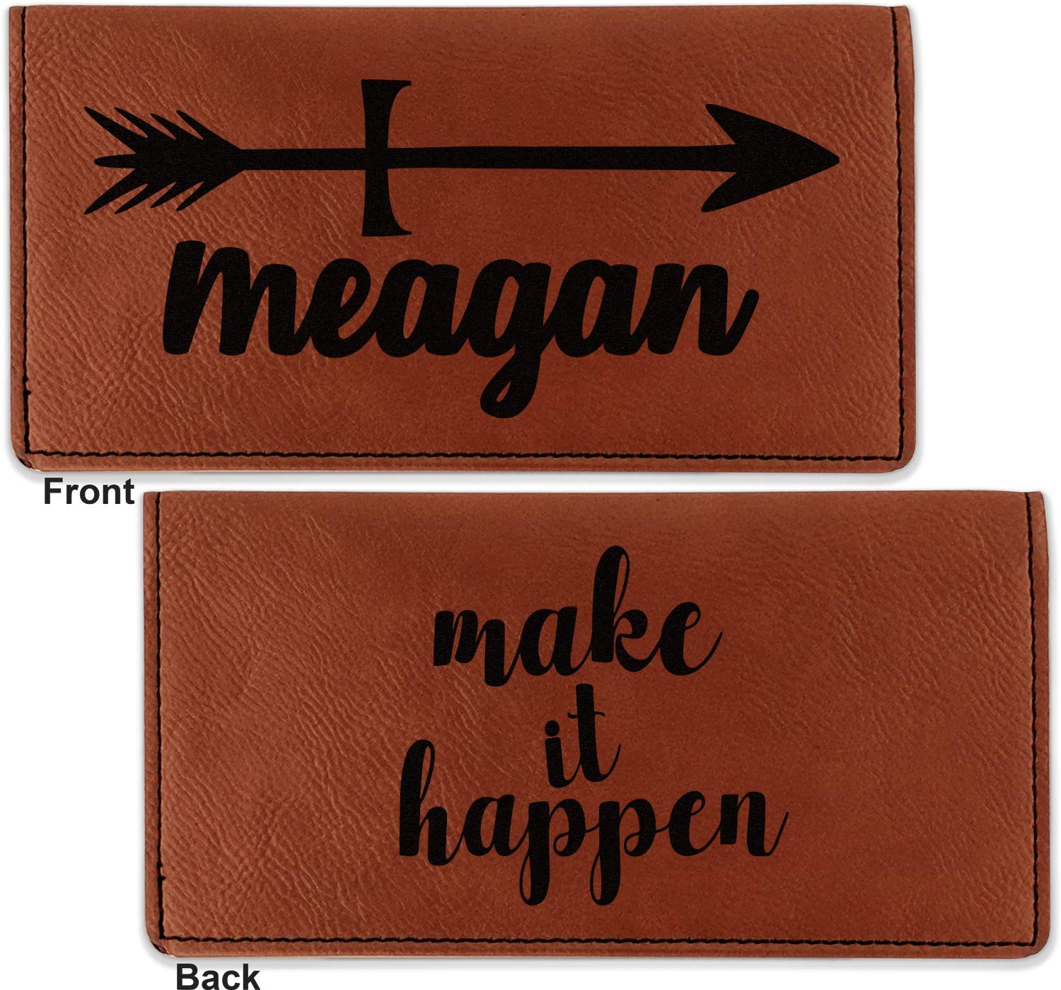 Personalized Tribal Arrows Leatherette Checkbook Holder - Double Sided