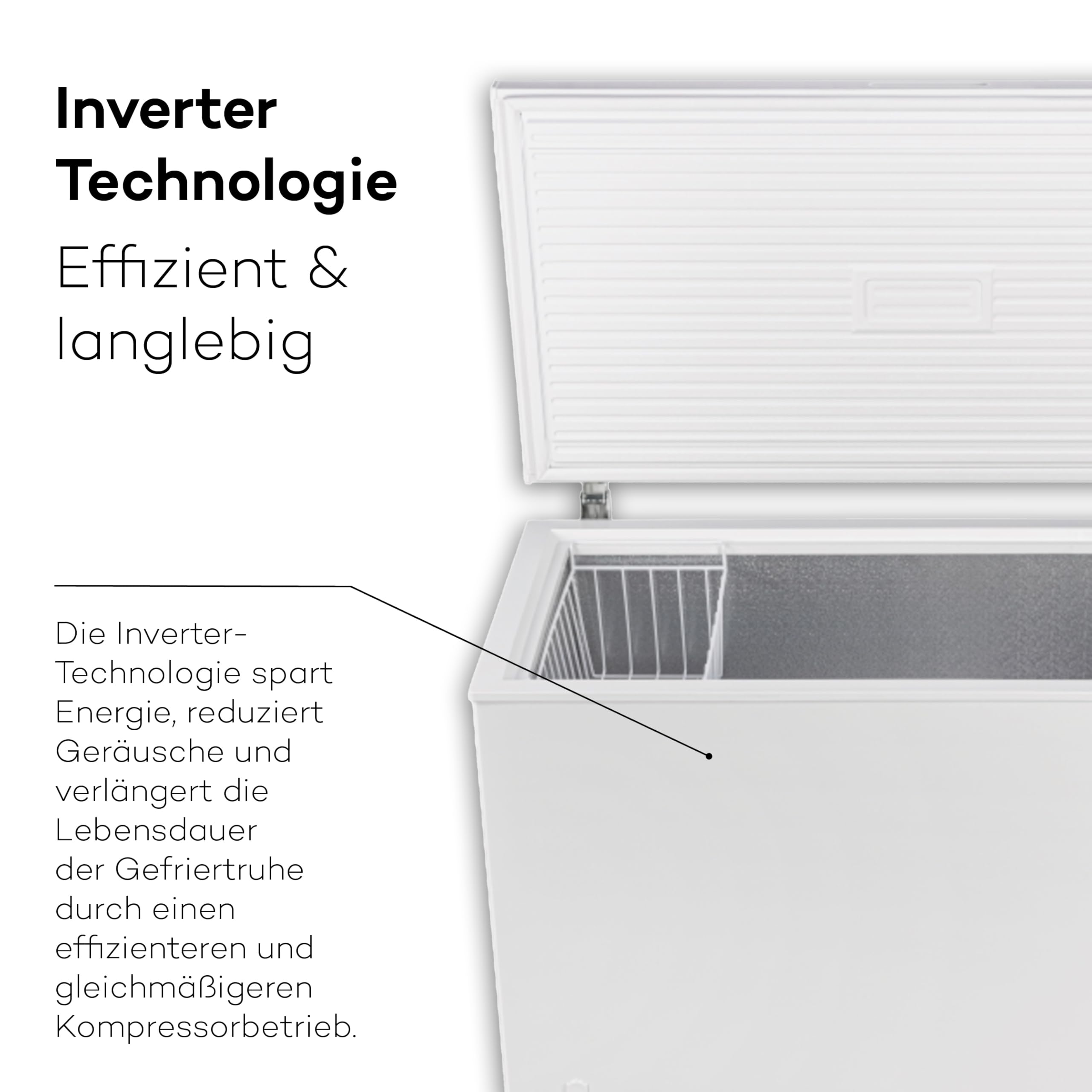 SCHOEPF – GT400S Gefriertruhe 400 L – Weiß – 83,5 x 136,5 x 73,5 cm – Dual Modus – Schnellgefrieren – 41 dB – 263 kWh/Jahr – 4-Sterne-Kennzeichnung – Freistehend