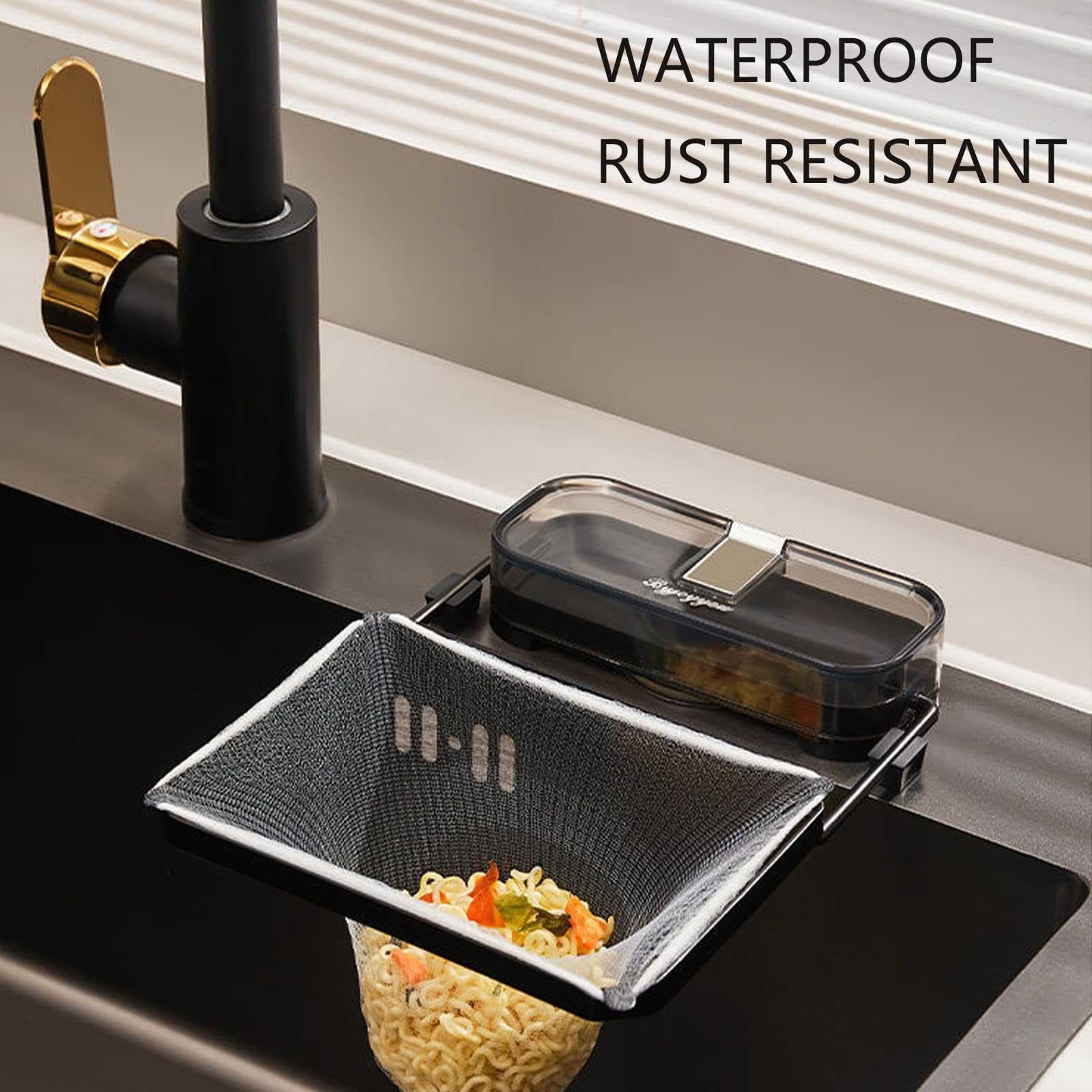 Küchensieb, Küchenspüle Müllfilter Rack Saugnapf, Spülbecken Abflusssieb, Wasserfilter(2 Black)