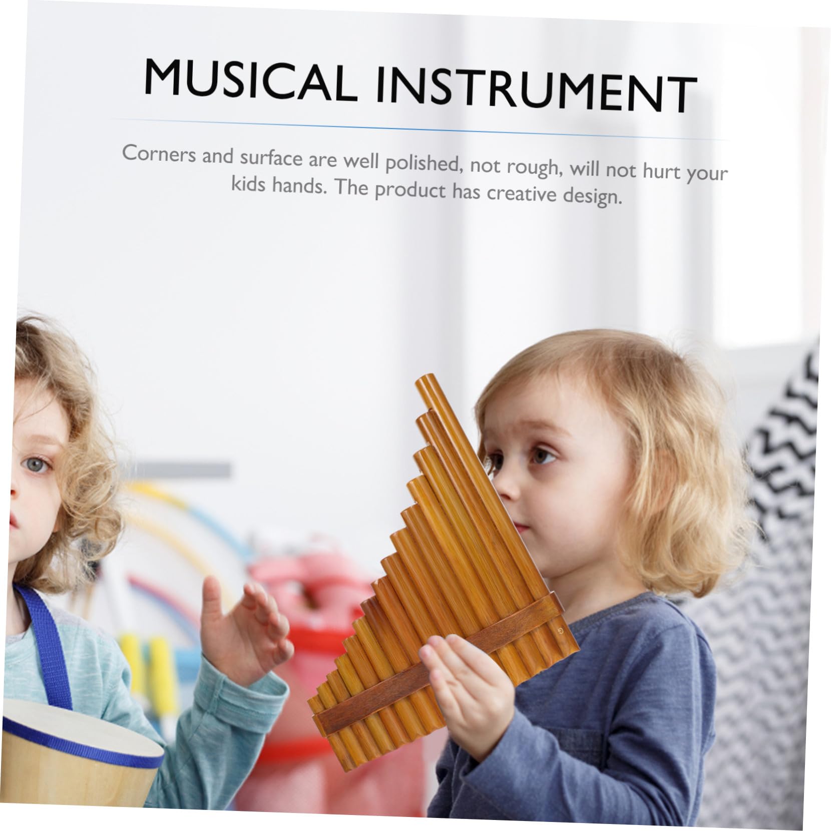 Flauto di Pan di Bambù a 15 Tubi in Tonalità Sol, Strumento Musicale Didattico per Principianti, Colore Legno Naturale, Design Destro, Educativo per Ragazzo Ragazza e Pratica