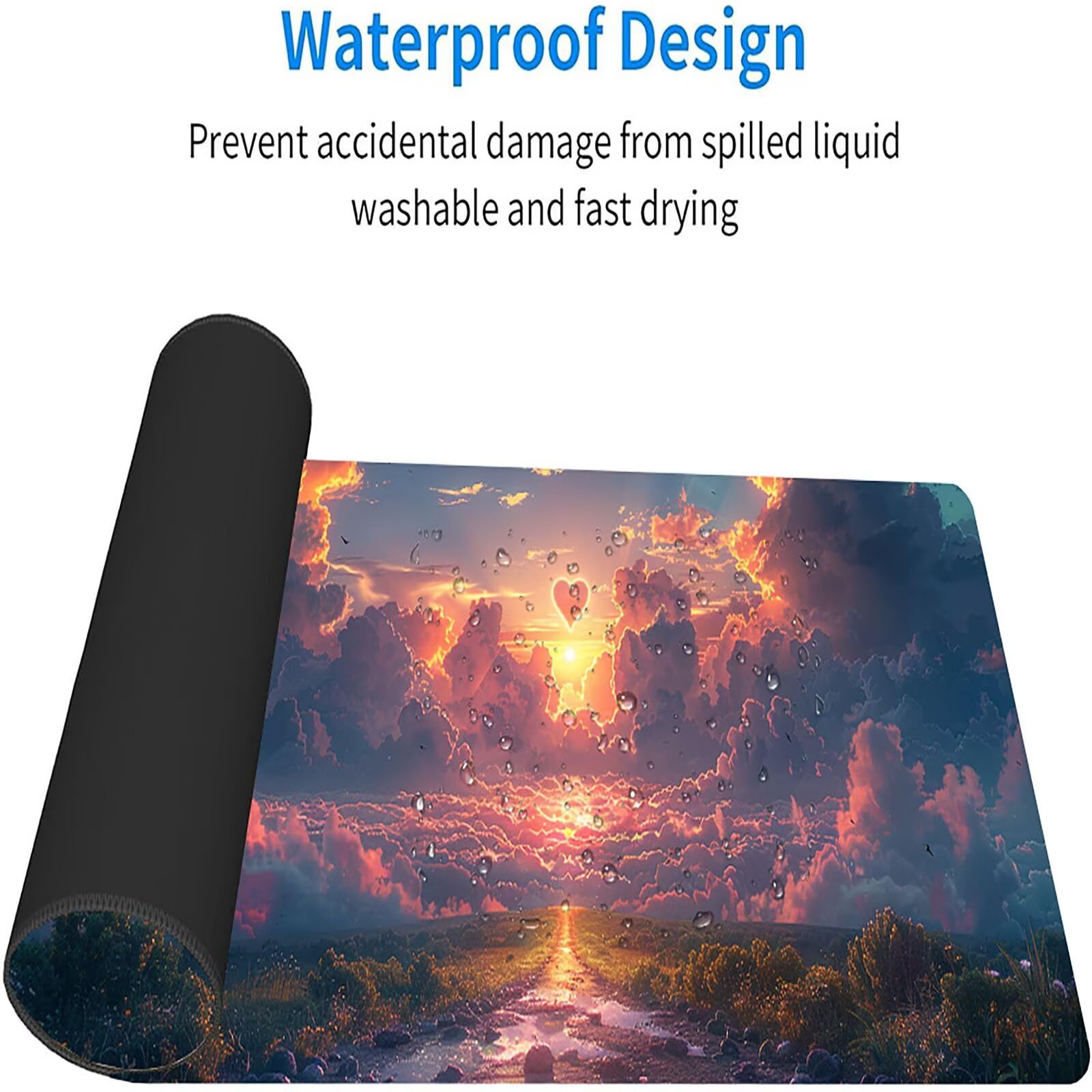 Tappetino Mouse XXL 1500 x 800 mm, Tappetino Mouse Nuvola, Gaming Mousepad Migliorare la Velocità e la Precisione, Mouse Pad con Base in Gomma Antiscivolo, Ufficio Accessori Gaming, Bianco 9-9153