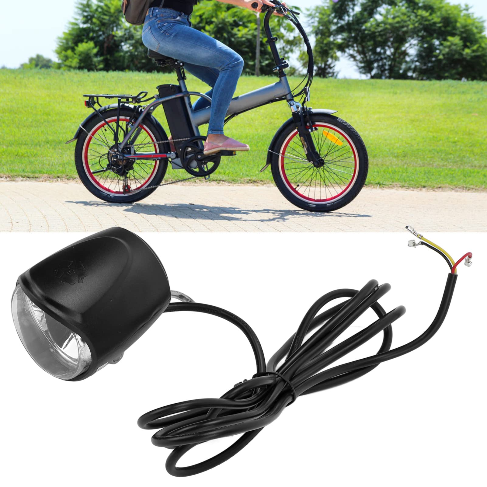 Faro per bicicletta elettrica, fanale anteriore a LED 2 in 1 24V‑80V con clacson Faro per bicicletta elettrica per ciclismo all'aperto