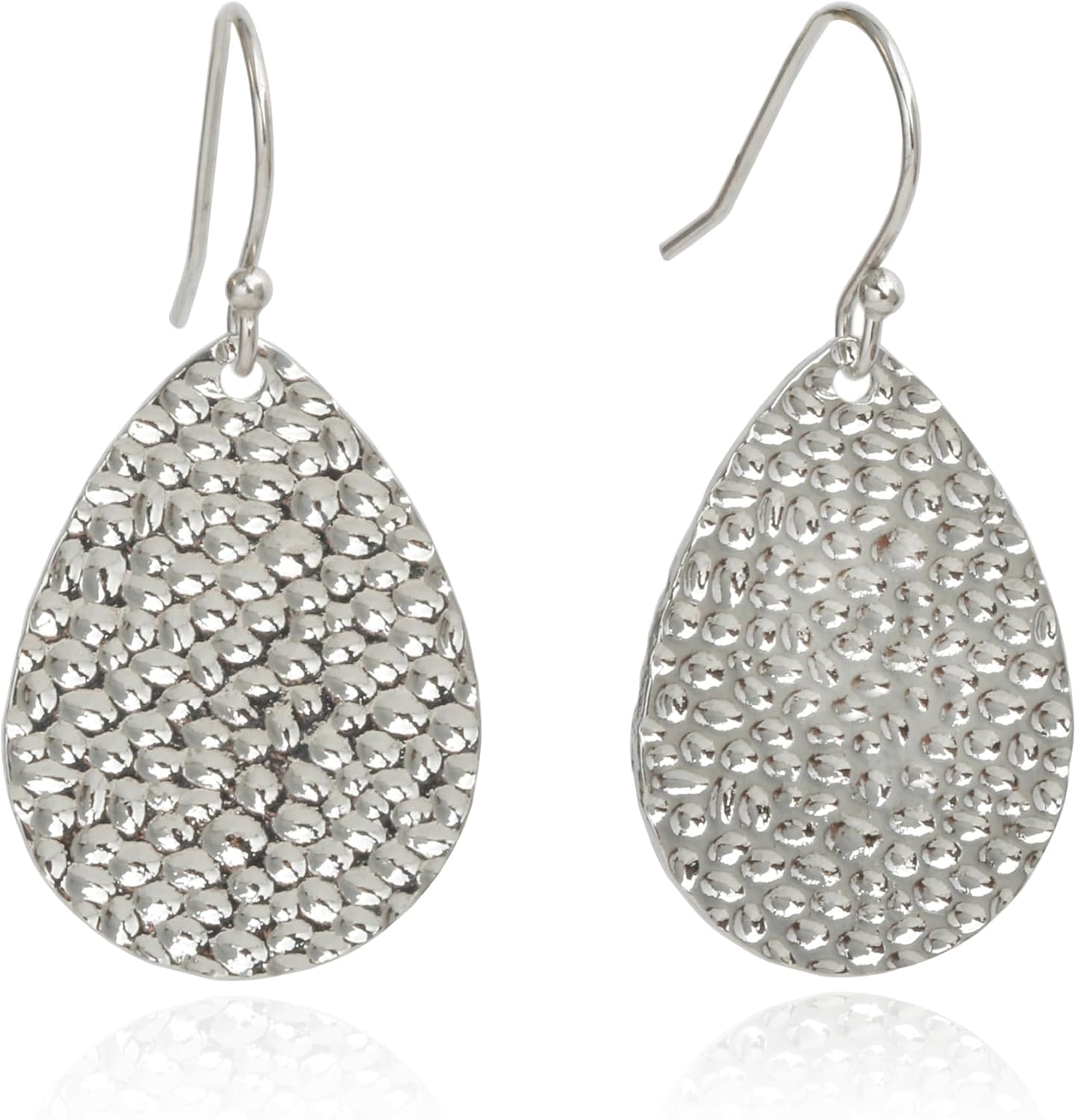 Bohemian Boho Handmade Hammered Teardrop Dangling Drop Earrings for Women, 925 Sterling Silver Hooks
