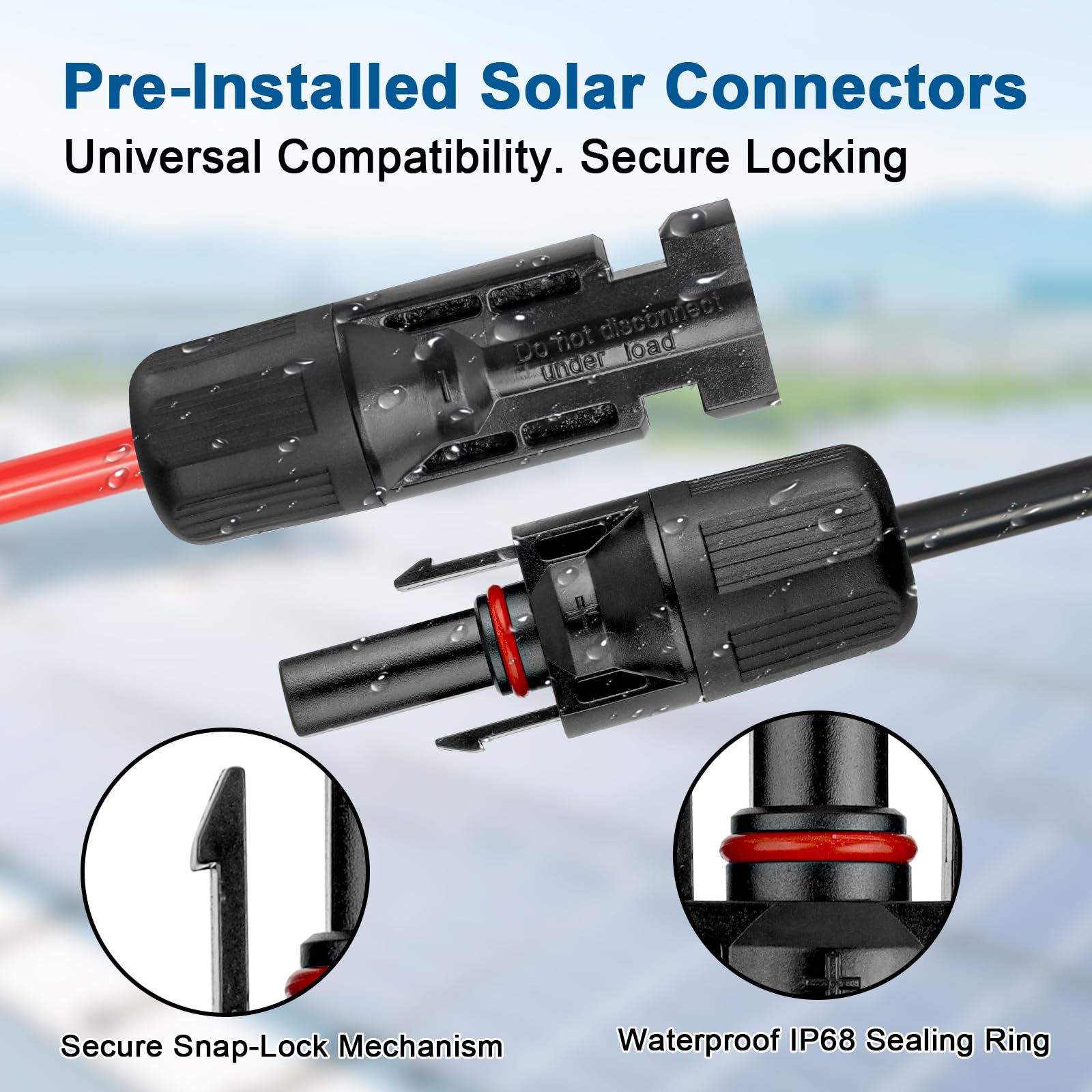 Cavo per pannello solare, 9 m, 10 AWG, con connettore extra per pannello solare