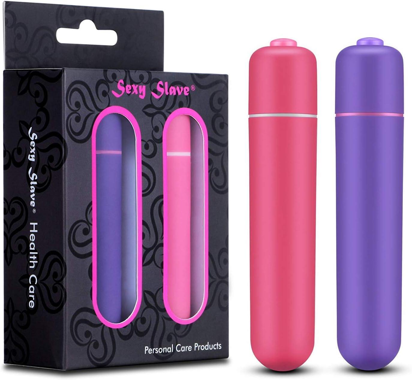 Portable Mini Bullet Vibrator - SEXY SLAVE Waterproof 10 Speed Trigger Point Clit Stimulator (Pack of 2, Pink and Purple)