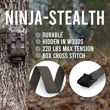 Trail Camera Straps 8 Packs, Game Cam Mounting Straps w/Durable Alloy Buckle, 6 ft. Long Nylon Utility Strap for Hanging Deer Camera, 25mm Width (Brown)