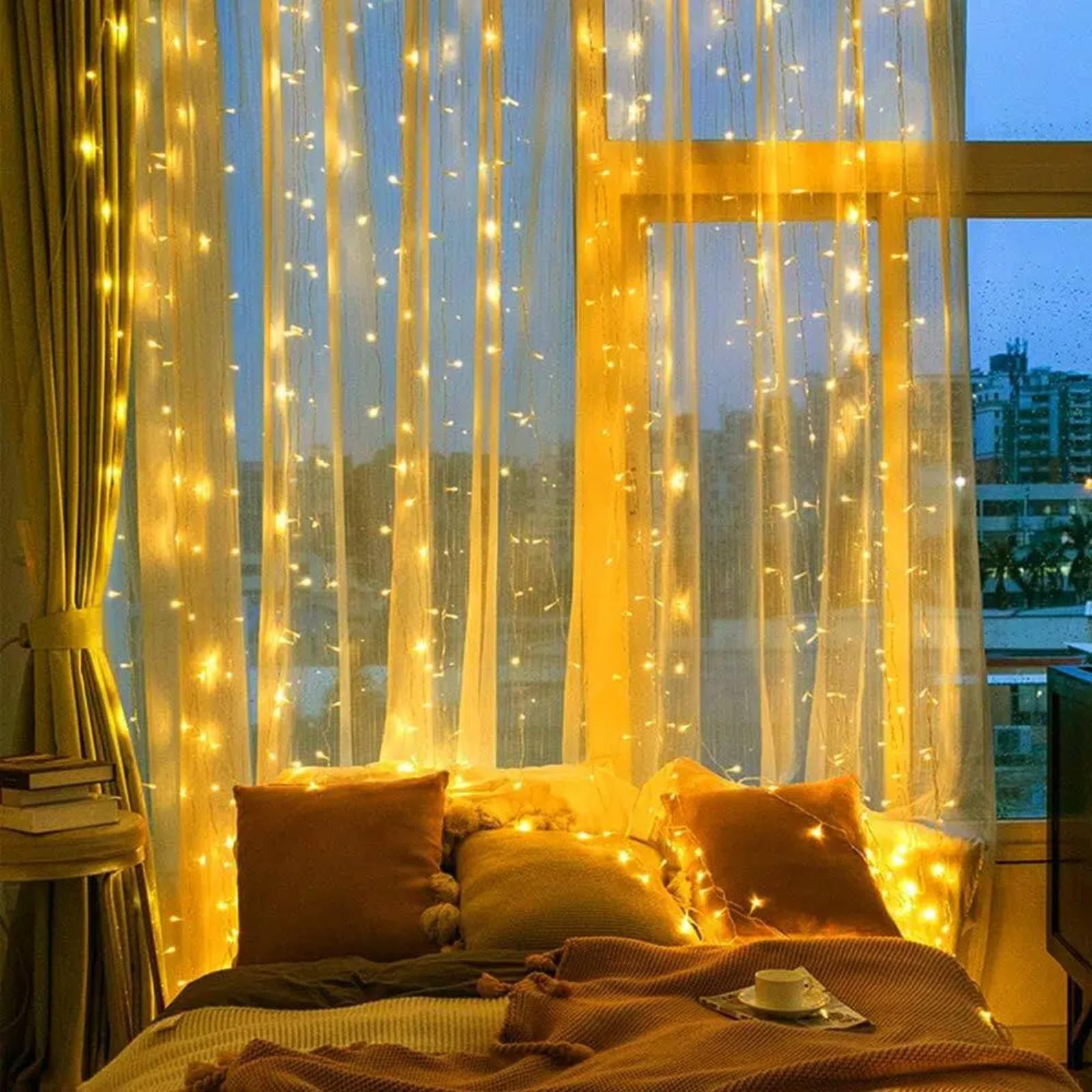 GUIRLANDE LUMINEUSE,White-3M X 1M--Rideau Lumineux 300Led 3x3m, Guirlande Lumineuse De Noël