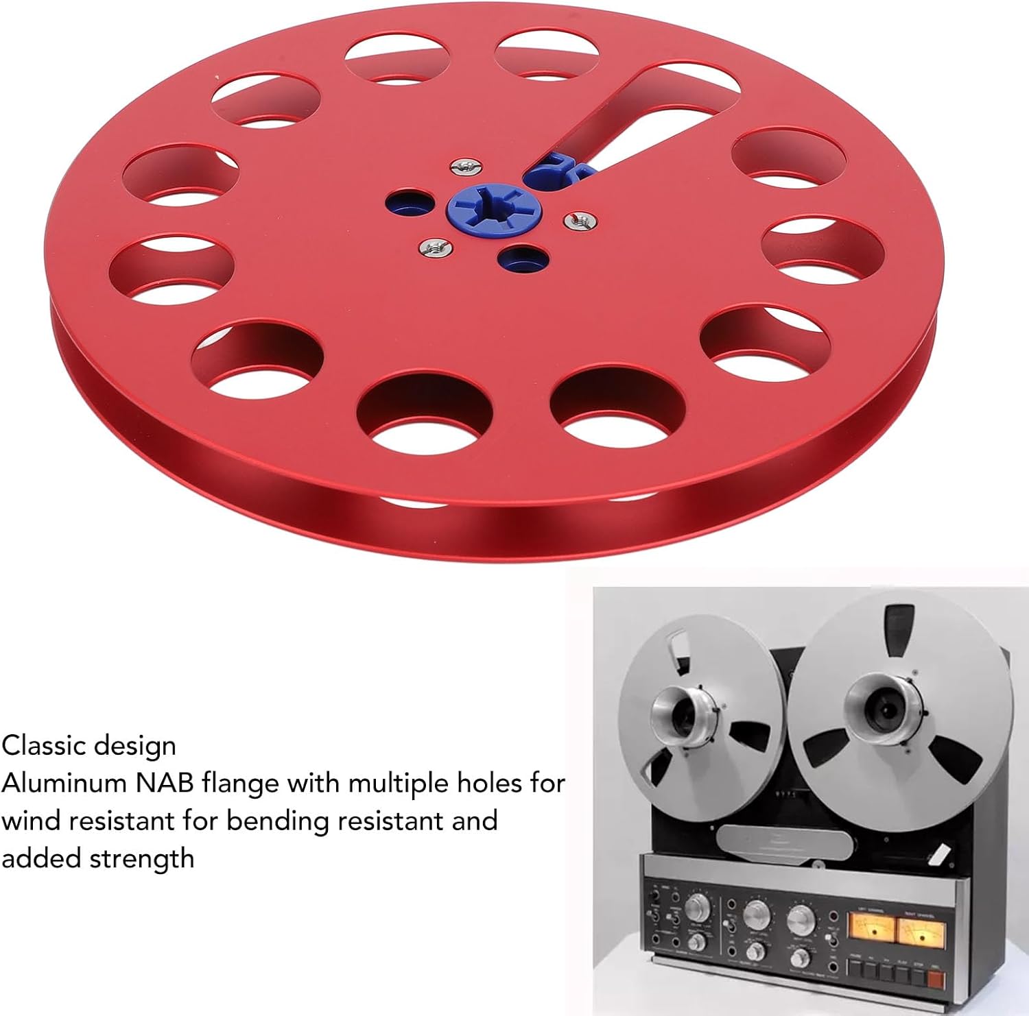 1/4 7 Inch Empty Tape Reel, Aluminum Alloy Universal Open Sound Tape Empty Reeling for Reel for ReVoxs Studer Recording, Cord Reeling Enhanced Experience (Red)