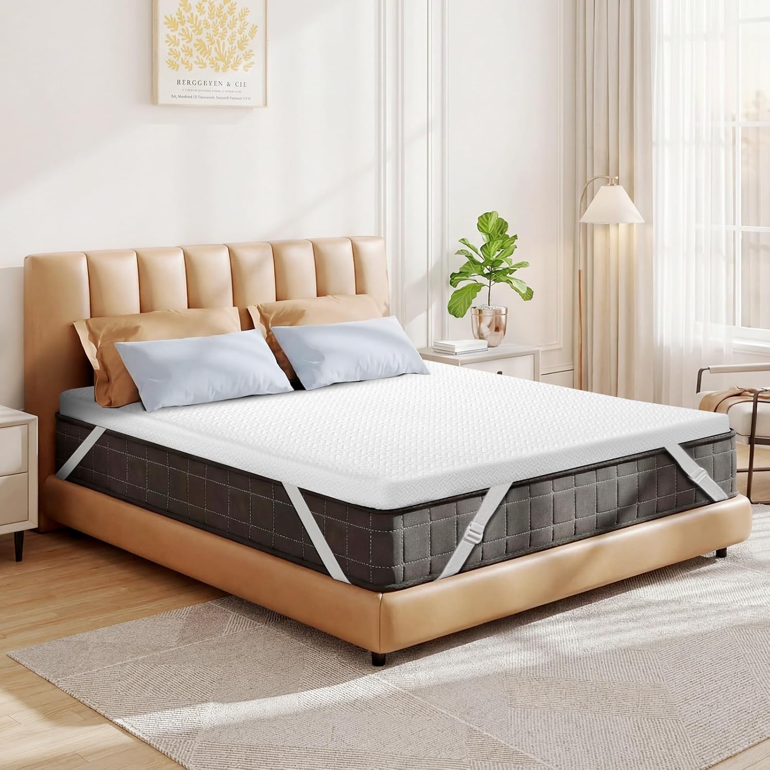 3 Inch Gel Memory Foam Mattress Topper Queen, Cooling Mattress Topper with Removable & Washable Bamboo Cover, CertiPUR-US Certified