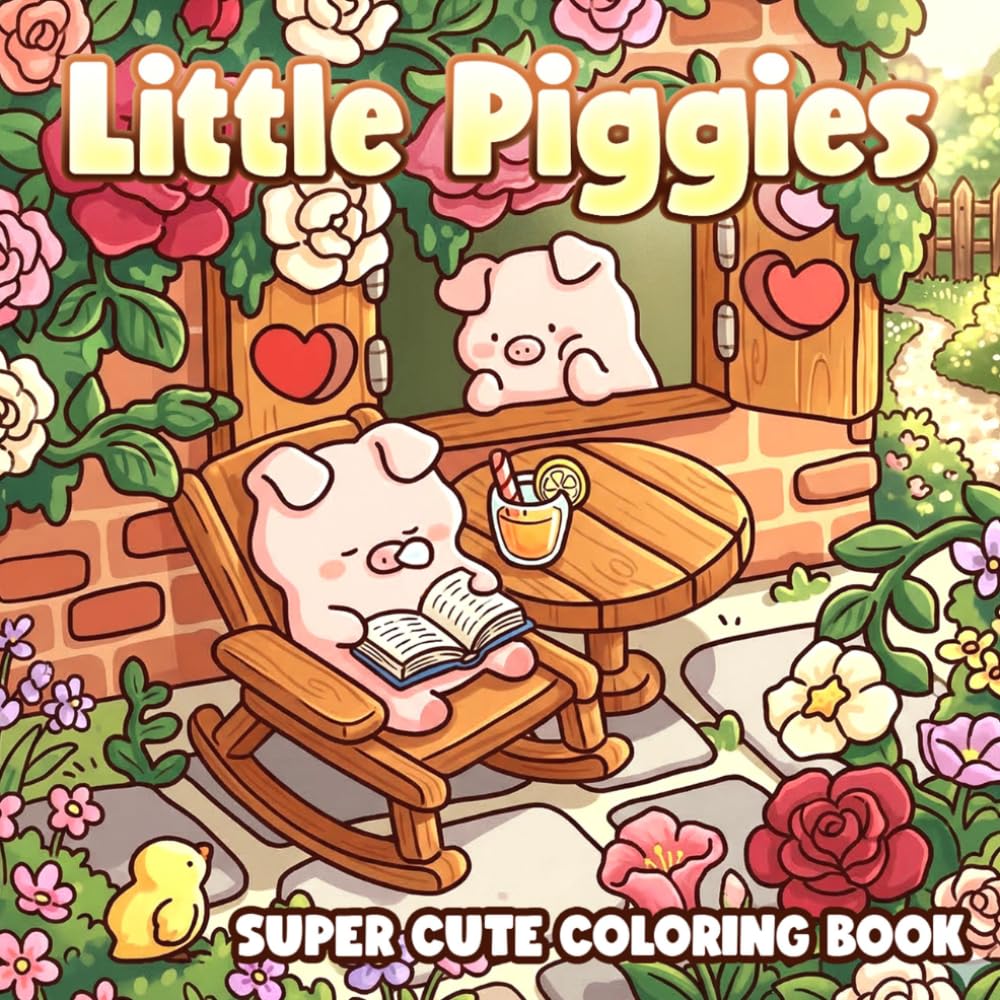 Little Piggies Coloring Book: Charming Farm Life Coloring Pages with Sweet Friends, Cozy Countryside Scenes, Cute Adventures for Teens and Adults to Enjoy