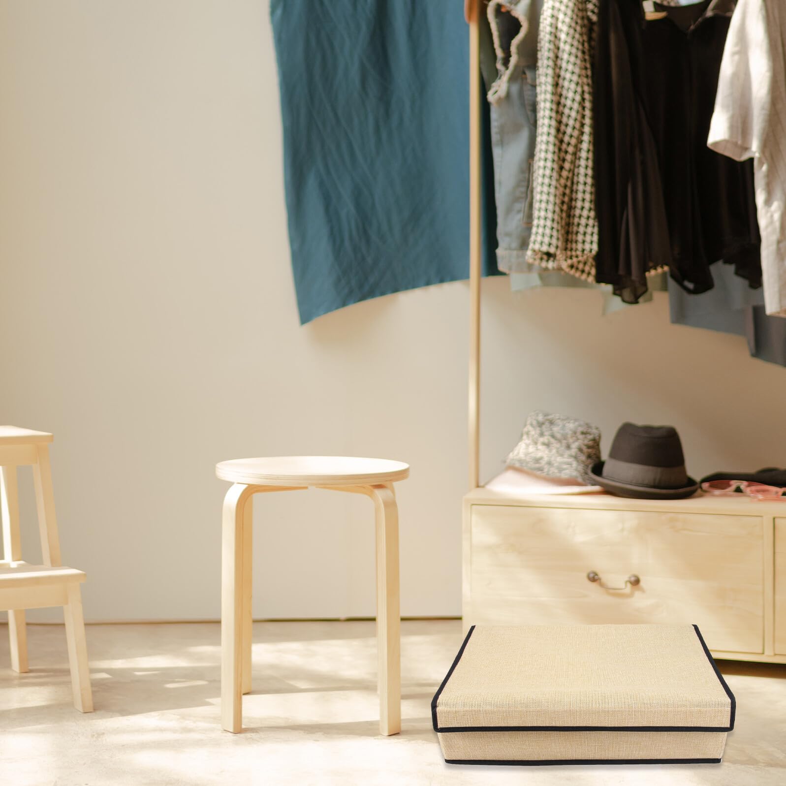 Aufbewahrungsbox für Bhs und Unterwäsche mit 16 Fächern aus Gewebe Beige mit Deckel und Einfache Reinigung für Schublade und Schrank