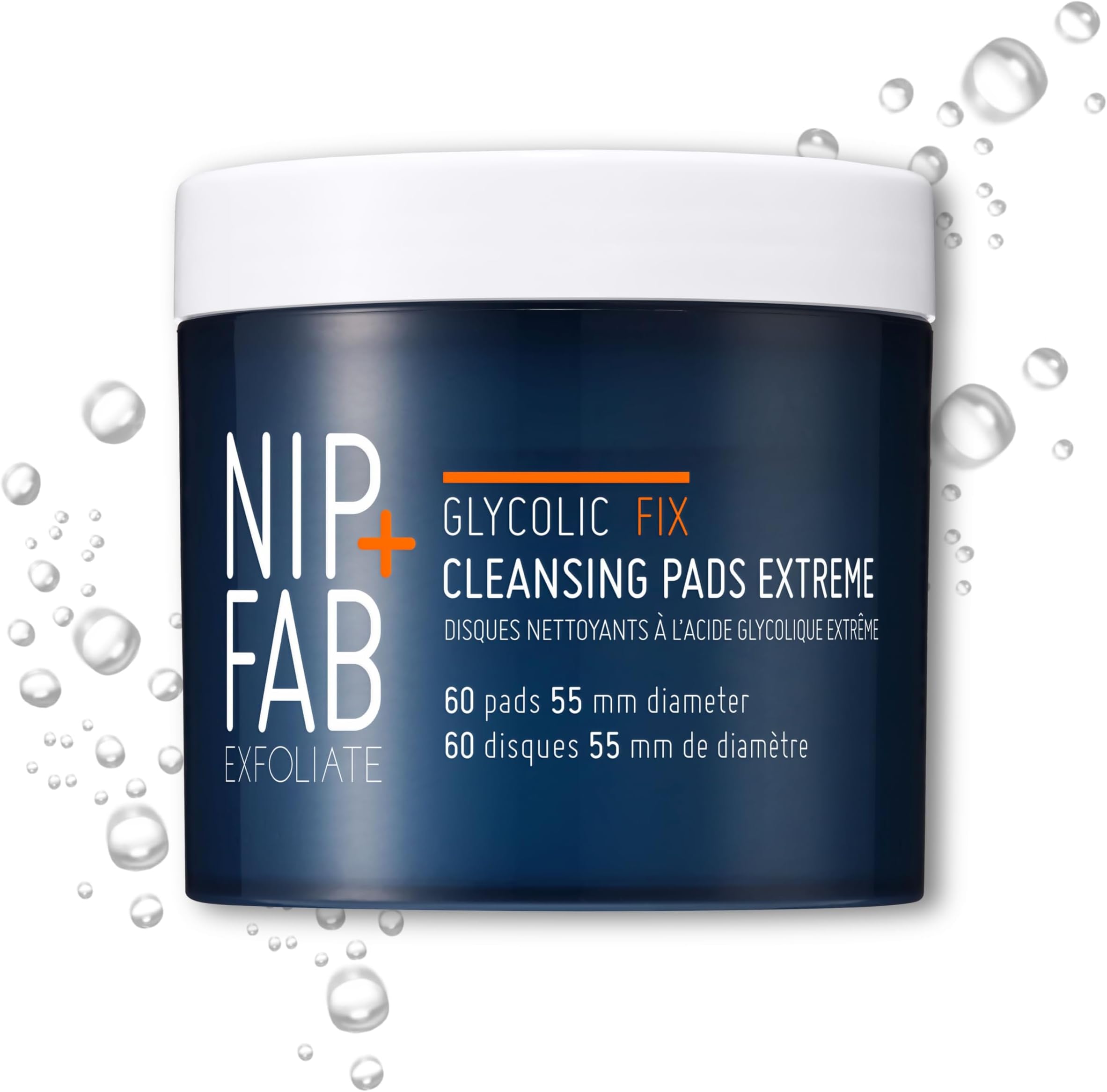 NIP + FAB Glycolic Fix Night Pads Extreme – 5% Glycolic Acid Exfoliating Facial Pads with Salicylic Acid (BHA) for Resurfacing, Deep Pore Clearing & Skin Radiance, 60 Pads