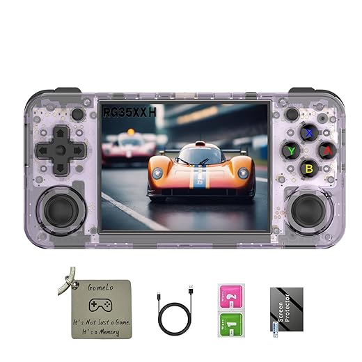 RG35XX H, Anbernic Console de jeu portable rétro avec carte 64GTF, double joystick, écran HD 3,5", dure jusqu'à 8 heures de batterie haute capacité pour mieux