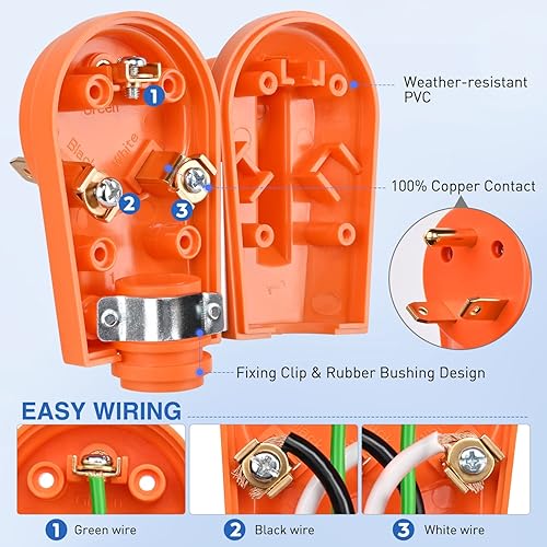 Miniatura 6 de Nilight Enchufe de repuesto para autocaravana de 30 amperios, enchufe macho resistente de 125 voltios con asa, certificado ETL, enchufe de repuesto