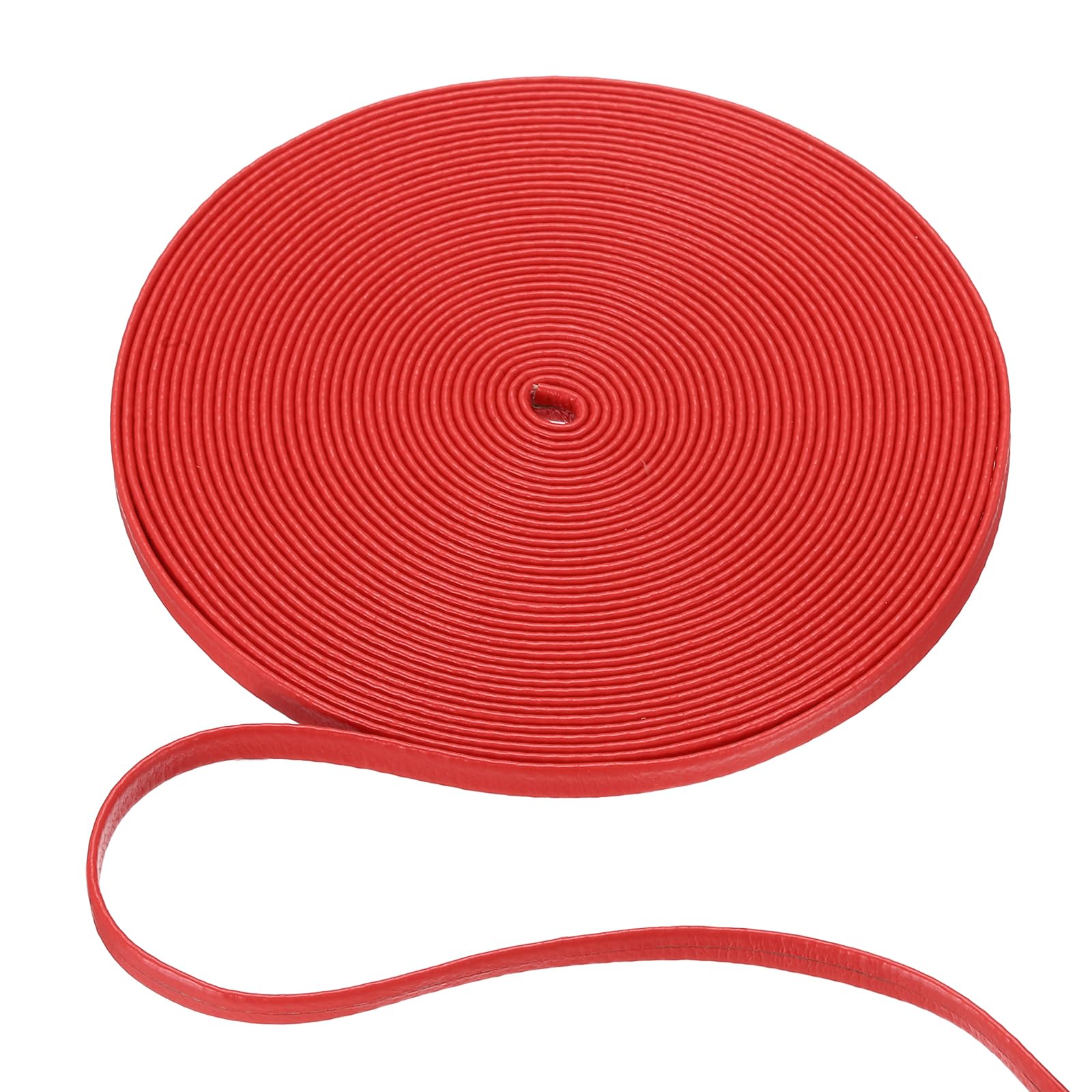 PATIKIL 5 m x 5 mm (L x W) Flat Leather Cord String, Leather Trimming Strips for Various DIY Crafts Pillows Headbands Quilts Purses Clothes, Red