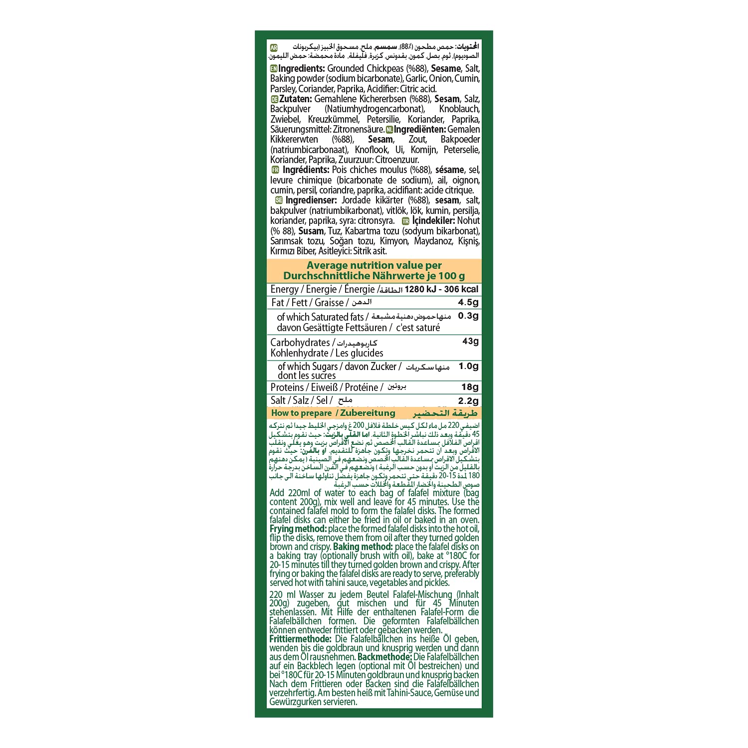 Baladna Mezcla de Falafel con molde de plástico Halal 400 g x 12 unidades
