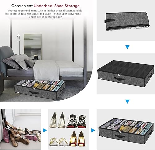 Miniatura 5 de Onlyeasy Organizador resistente de solución de almacenamiento de zapatos debajo de la cama para armario de 16 x 2 pares, bolsas de contenedores de