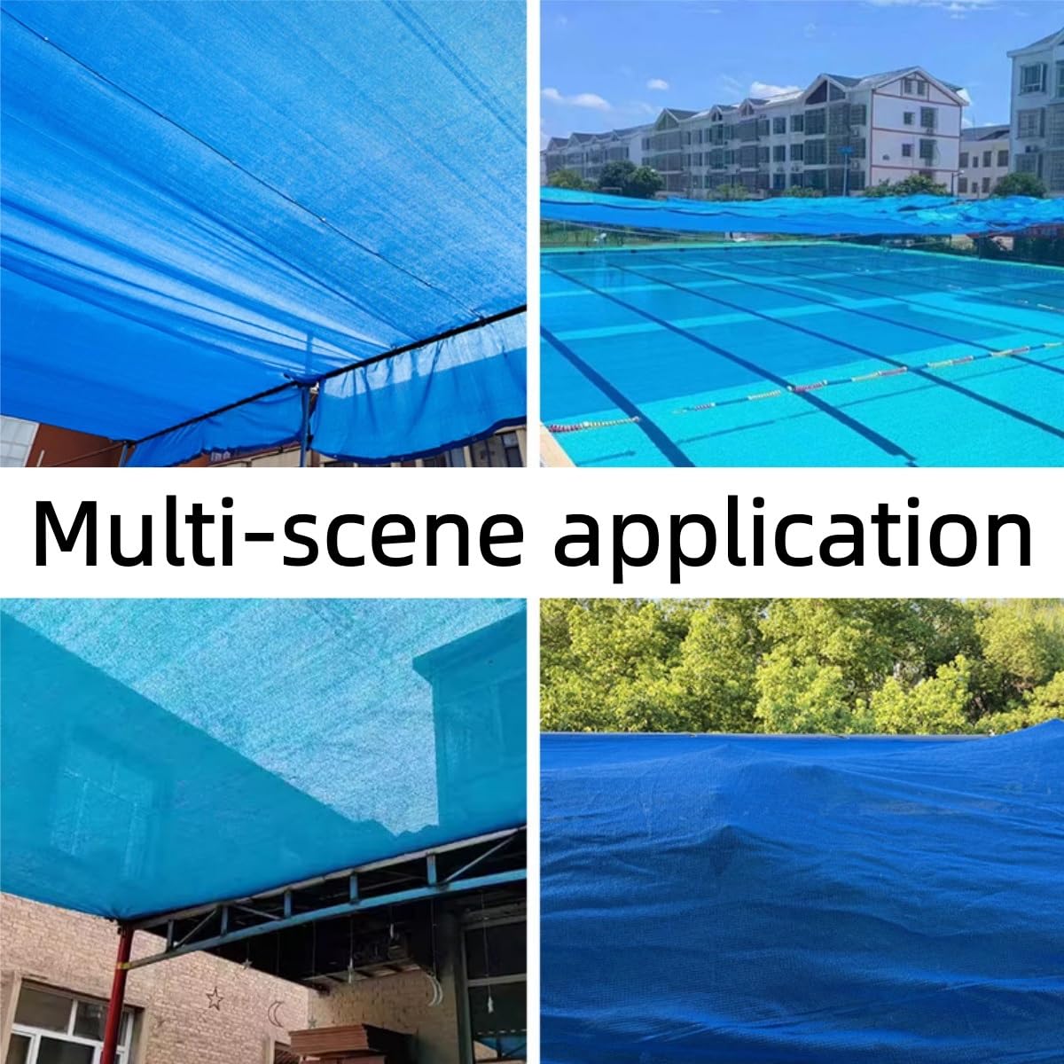 Voile D'ombrage Bleu HDPE Protection Solaire Extérieur for Cour Et Jardin(5mx8m)