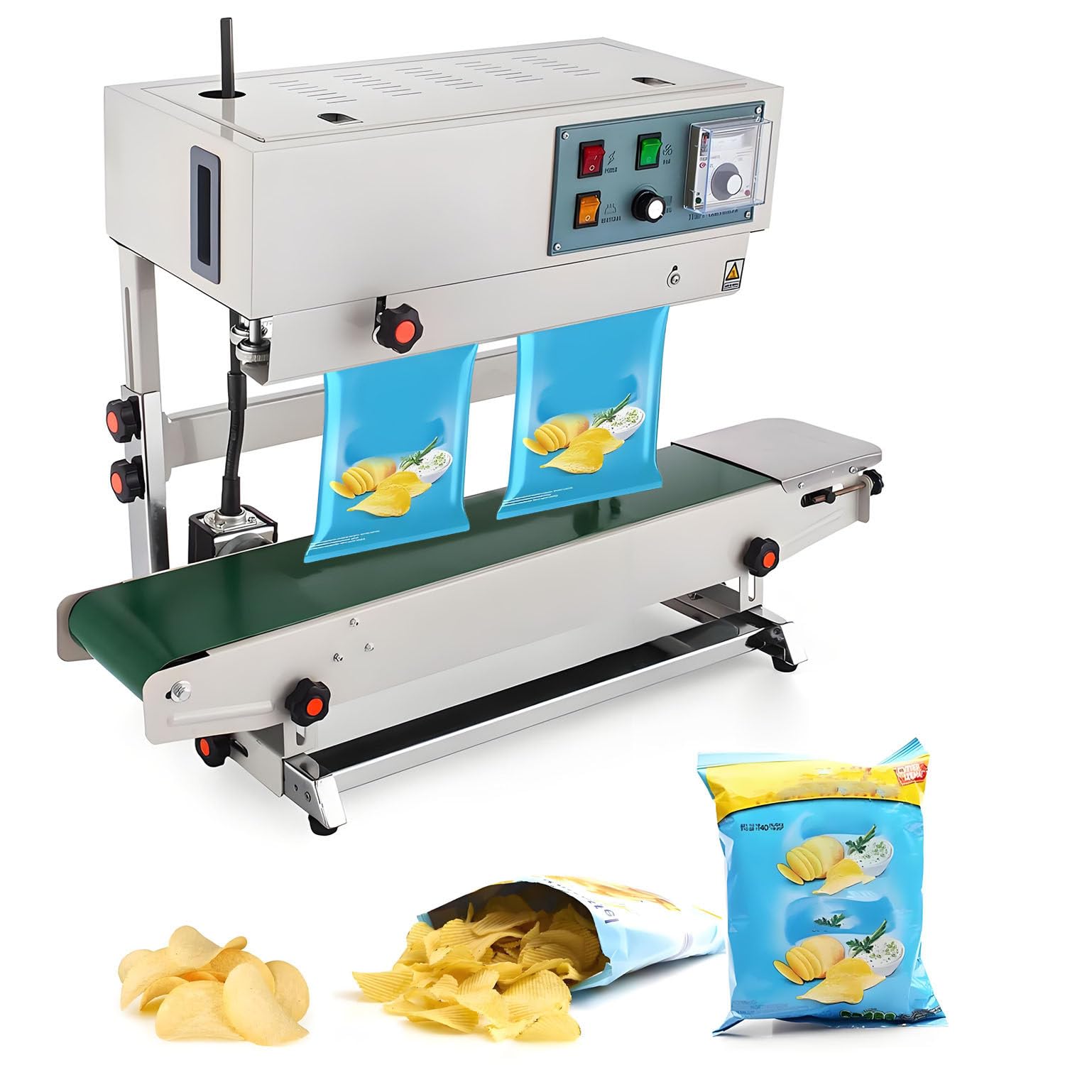 Macchina sigillatrice continua automatica FR-900 - Soluzione di imballaggio efficiente con controllo digitale della temperatura per pellicole per sacchetti - Sigillatrice a fascia verticale 220V