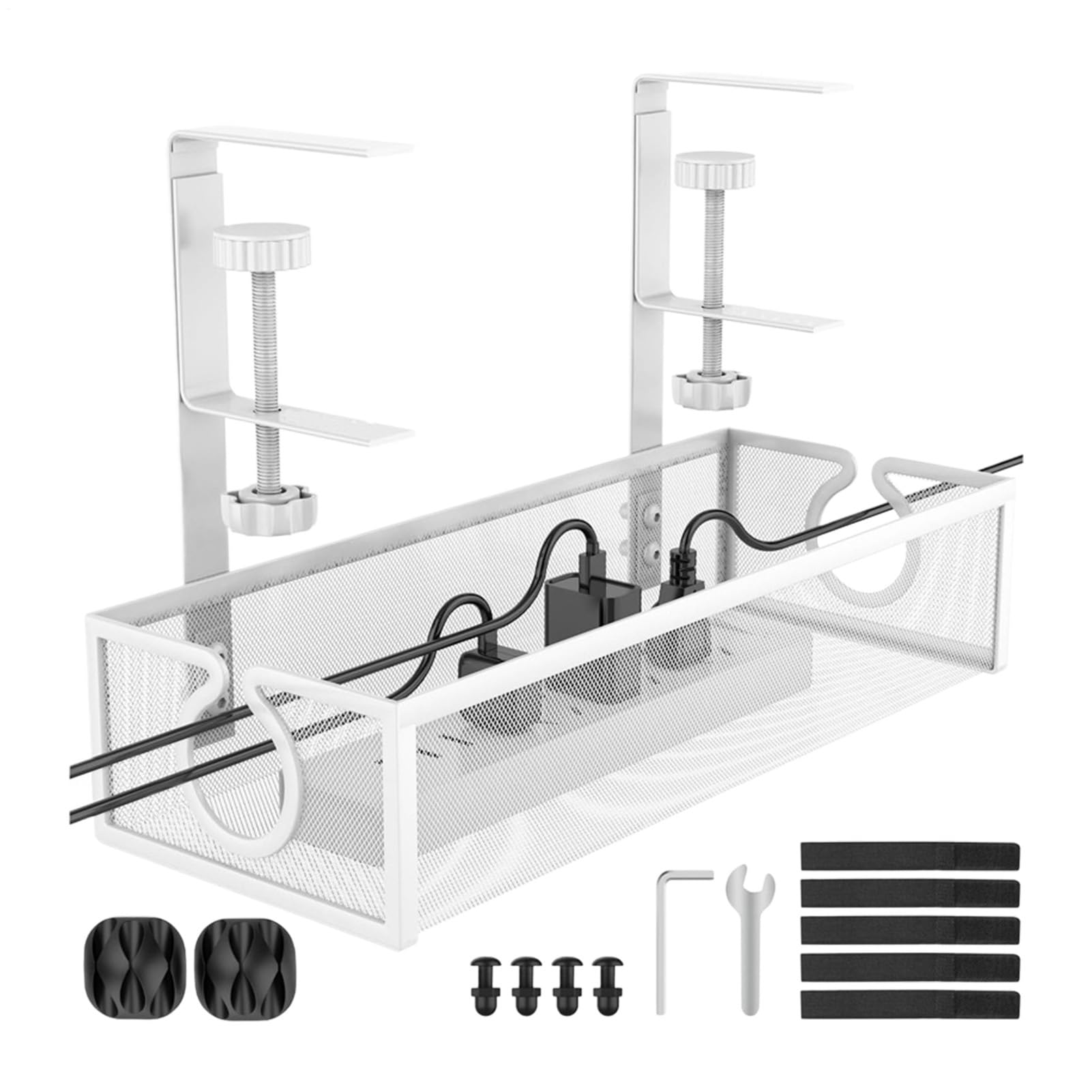 Organisateur pour câbles et accessoires de bureau panier métallique pour salon et étude