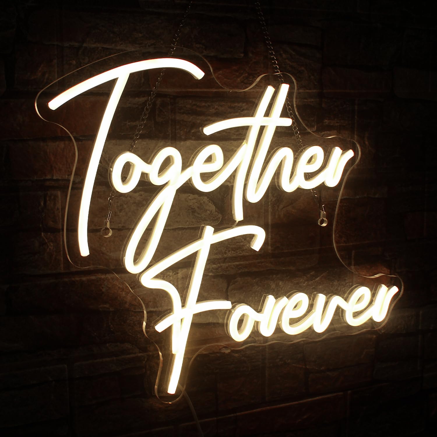 Together Forever Neon Sign, Wedding Neon Signs for Wall Decor, Warm White Letter Neon Lights Signs USB Powered Led Sign for Home Bedroom Wedding, Engagement Bachelorette Party Decor