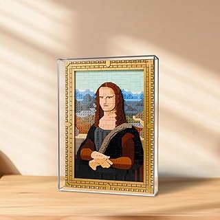 Acrylic 31213 Mona Lisa Pixel Painting Lego Model Display Photo Frame, Dustproof Transparent Display Box, Gift for Lego Enthusiasts, Customizable (Model Kit Not Included)