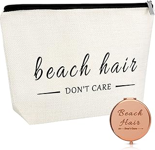 Beach Lover Gift Beach Themed Gift Makeup Bag Beach Bag for Women Cosmetic Bag Beach Pocket Makeup Mirror Birthday Christmas Graduation Gift for Lover Women Funny Summer Vacation Gifts Makeup Pouch