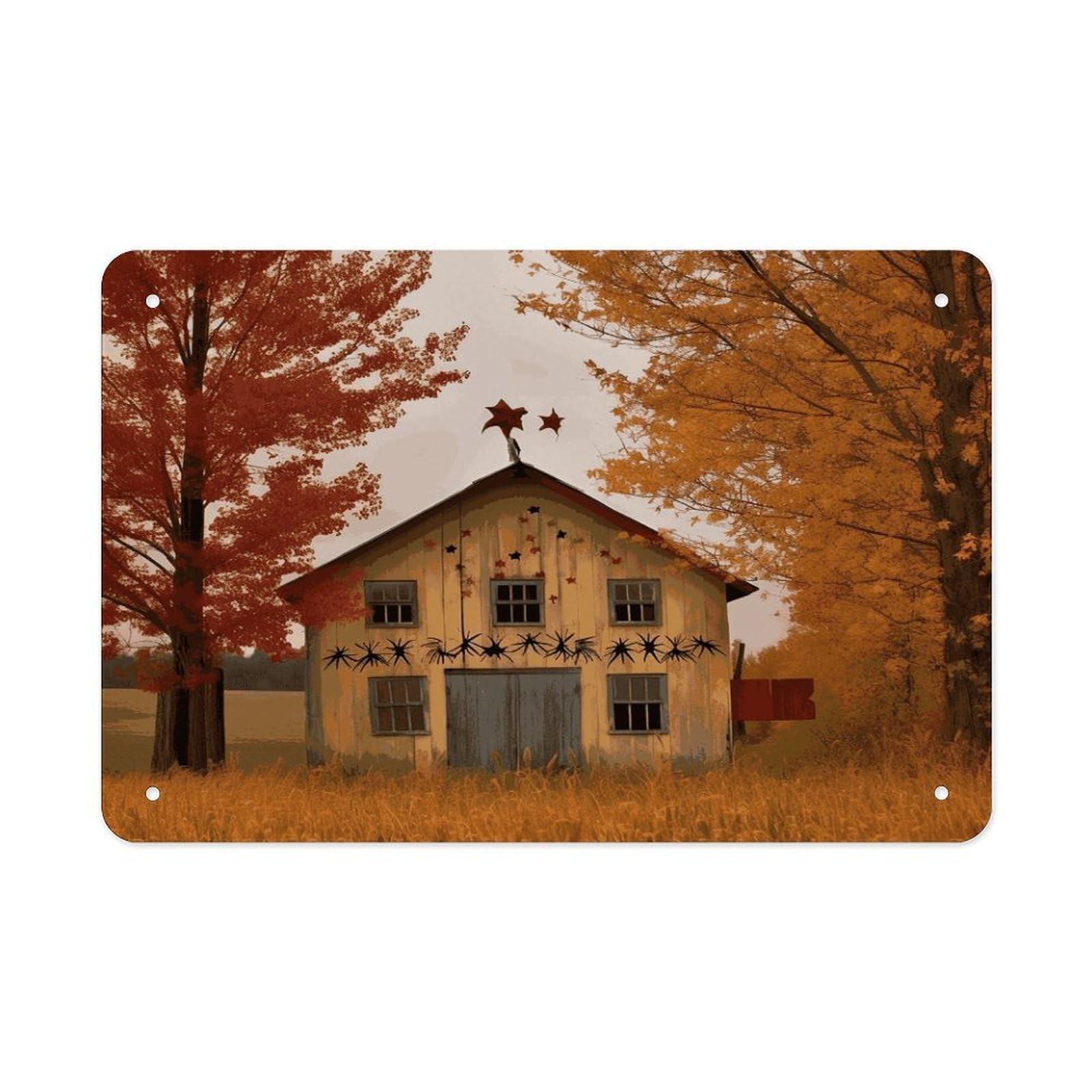 Fodpand Style Fall Country Barn Wall Art Metal Signs Tin Sign