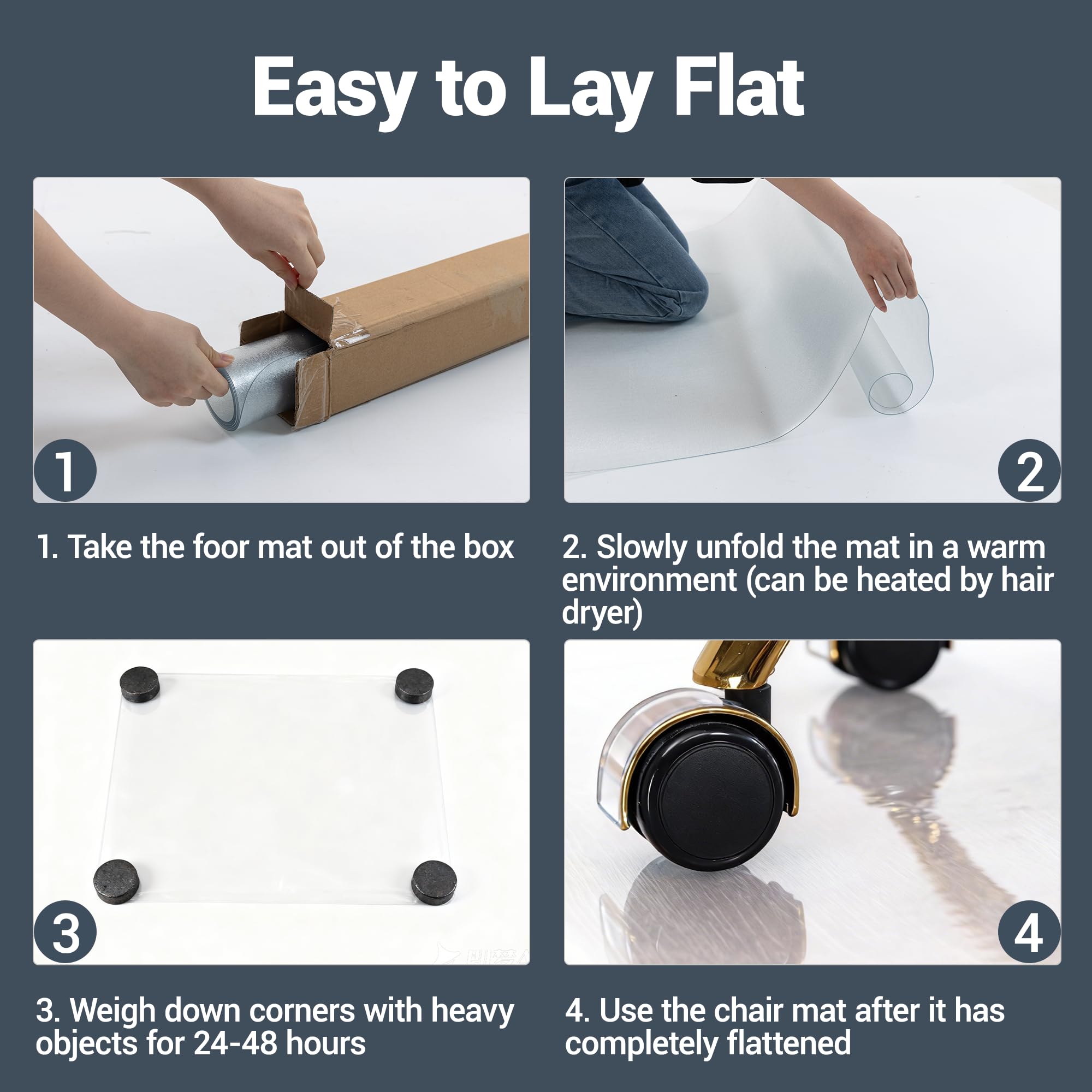 Clear Chair Mat for Hard Floor 36 x 48 inches Transparent Hardwood Floor Mats Under Rolling Chairs for — view 7