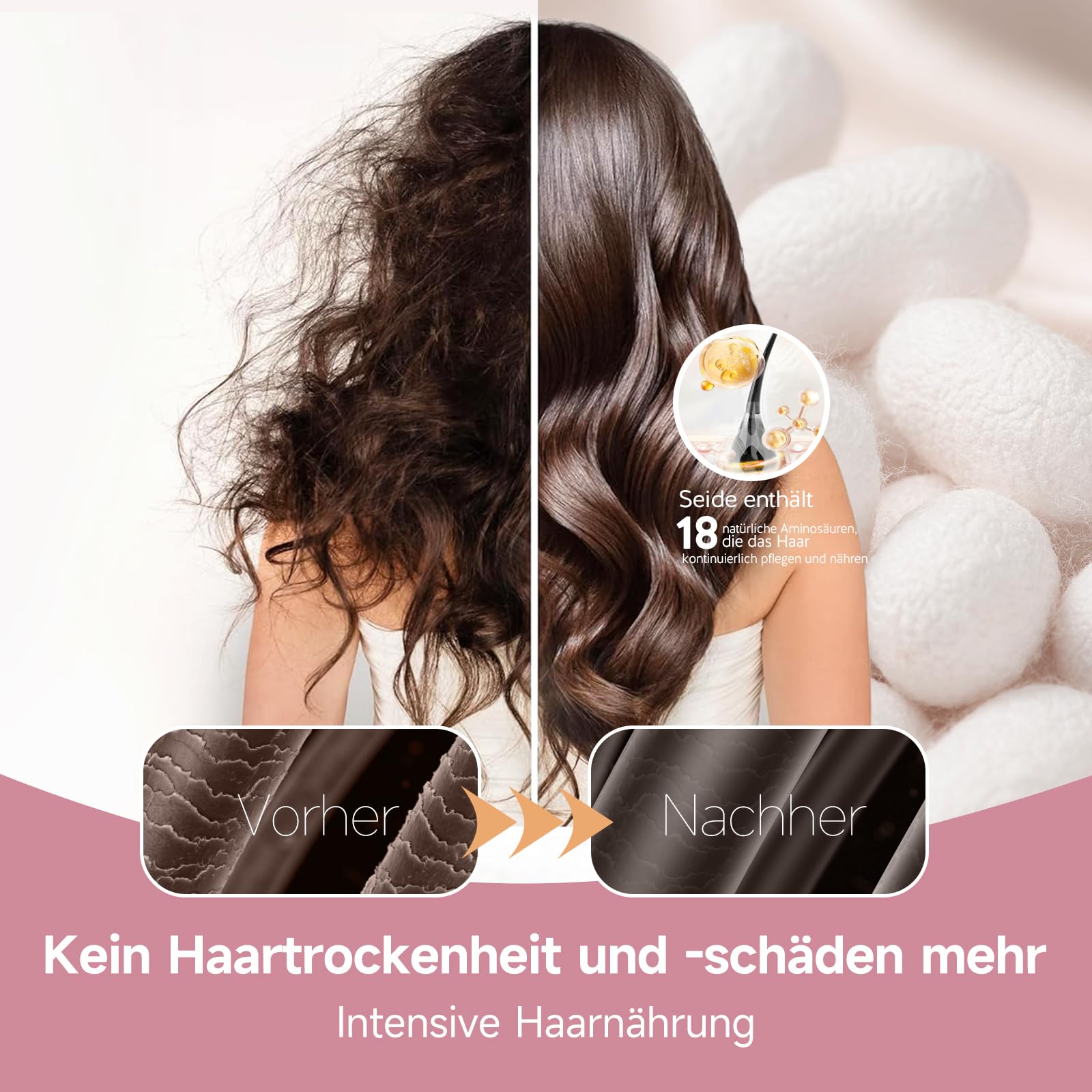 Umisleep 22 Momme Schlafhaube zum Schlafen mit Maulbeerseidenfutter, Doppelschicht Schlafmütze, Verstellbar mit Elastischem Band, rutschfest & Haarschutz für Lange und Lockige Haare, Weich, Rosa