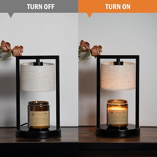 Miniatura 8 de Dexnump Lámpara calentadora de velas con 2 bombillas, calentador eléctrico para velas en frascos, lámpara totalmente regulable, portavelas