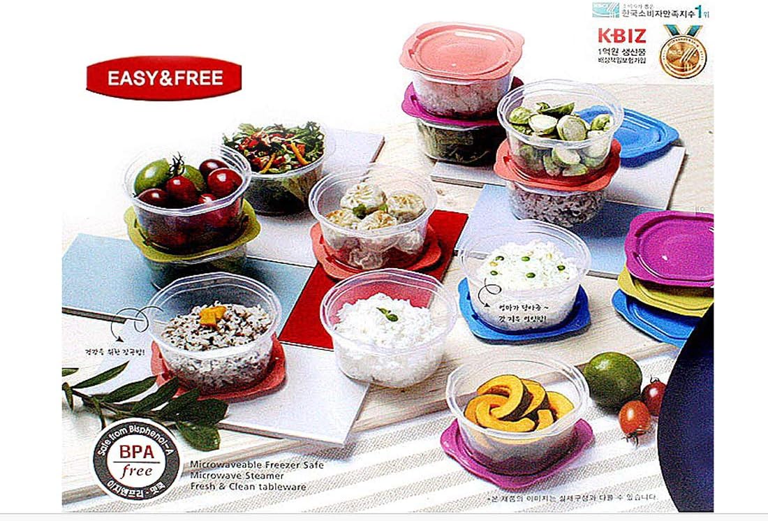MATCOOK BPA Free Double Steam Space Freezer Microwave Food Rice Container Set of 4 (460ml / 15.6oz) Good for Gift