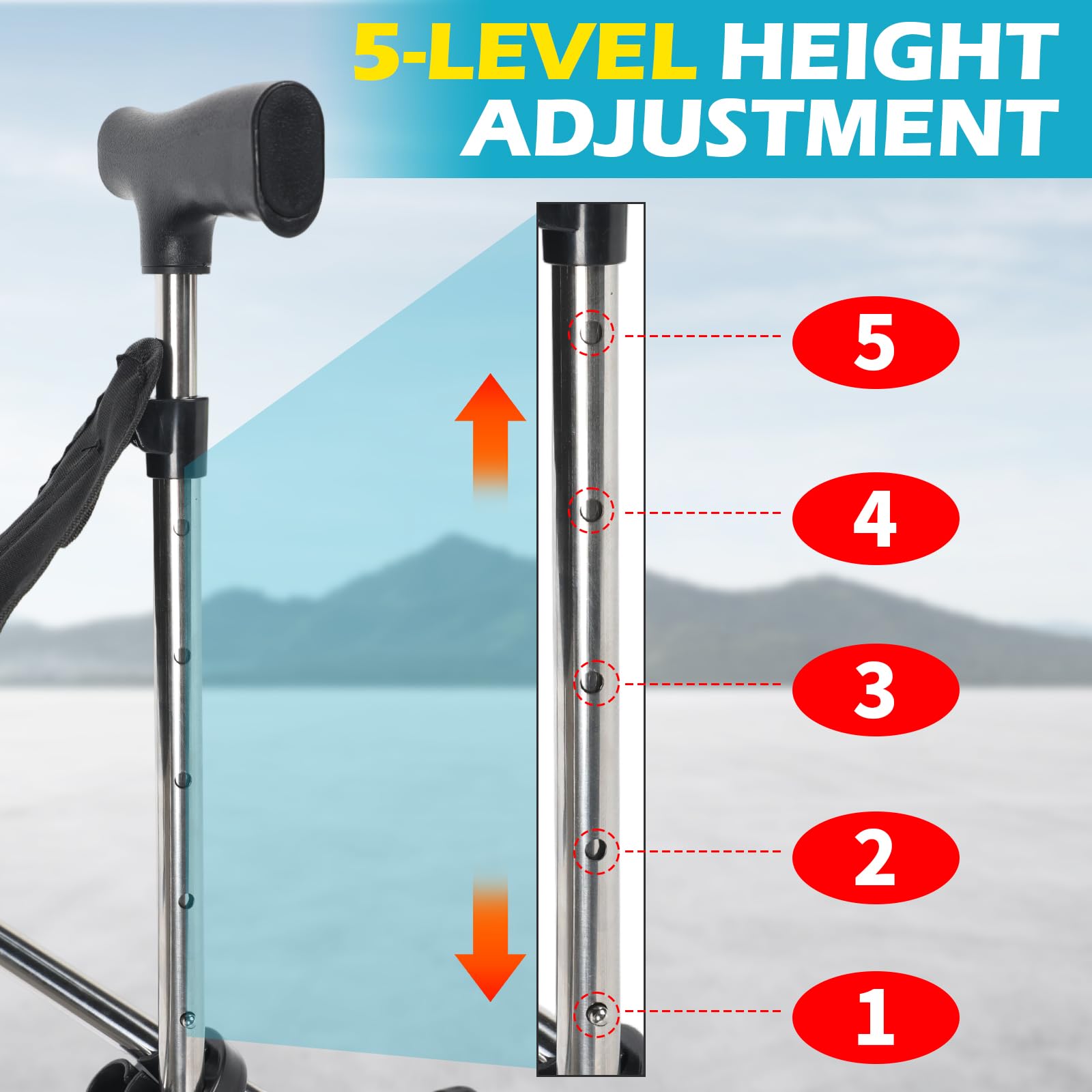 Składana laska z siedziskiem regulowana 80-90 cm, nośność 150 kg dla seniorów
