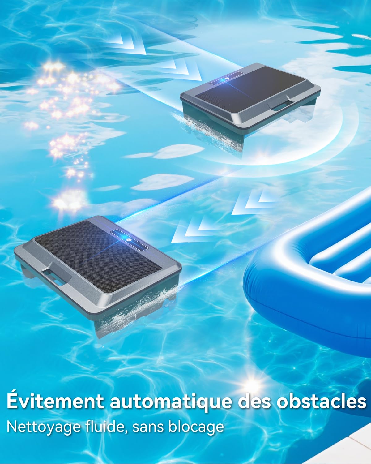 WAVIO (2026 Upgrade) F1T Robot Skimmer Solaire de Piscine, Contrôle Via App, Double Options de Recharge, Anti-Obstacle Intelligent, Nettoyage Automatique 24/7, Idéal pour Piscine Hors Sol, Gris